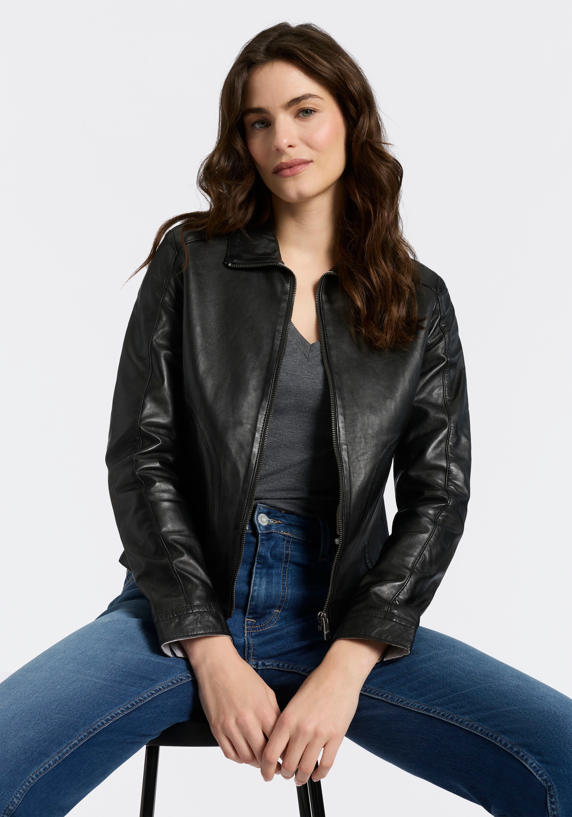 Mauritius Lederjacke "MWKaroh" mit Umlegekragen günstig online kaufen