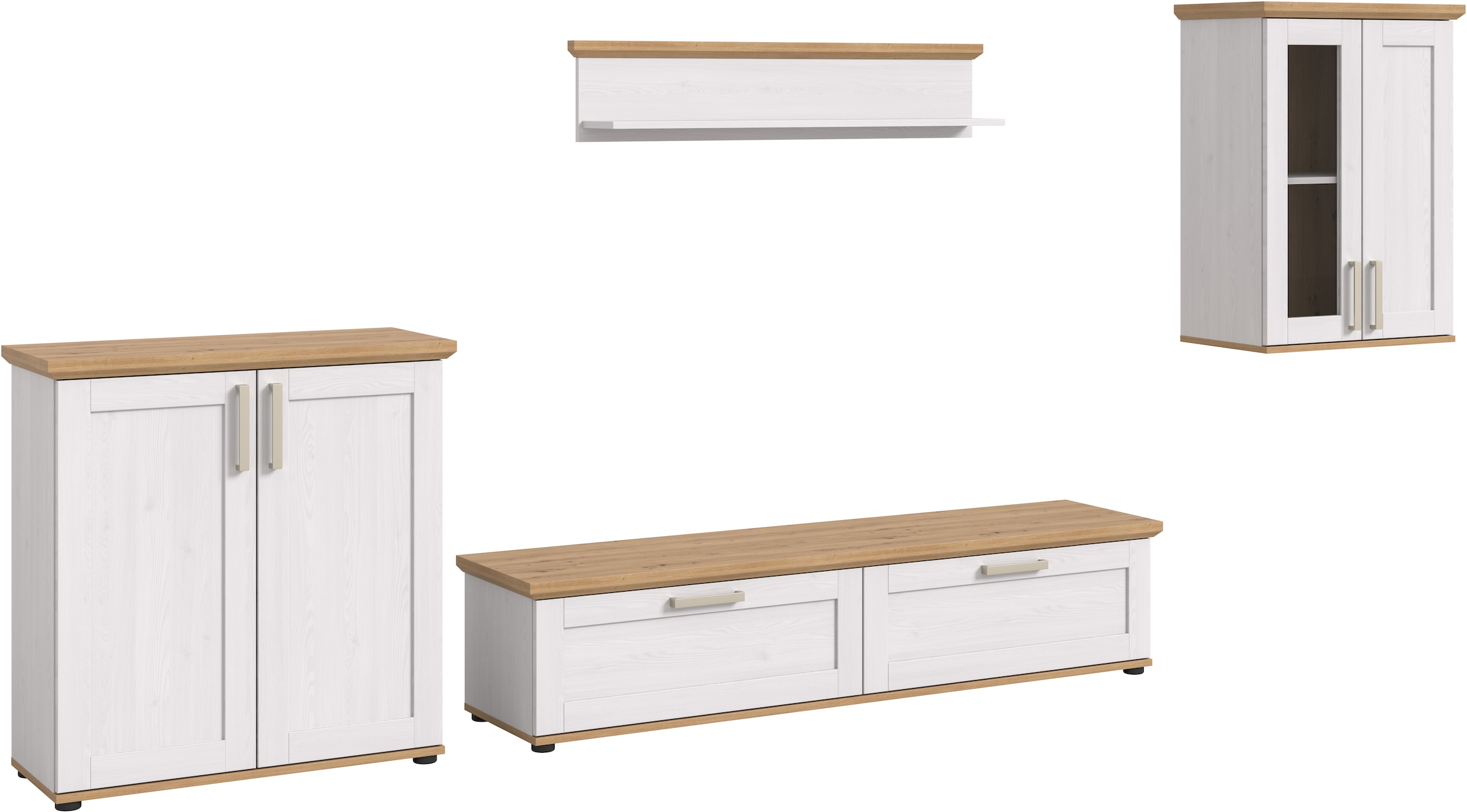 Home affaire Wohnwand "Cosenza", (Set, 4 St.), Cosenza, Breite: 336 cm,Vitr günstig online kaufen