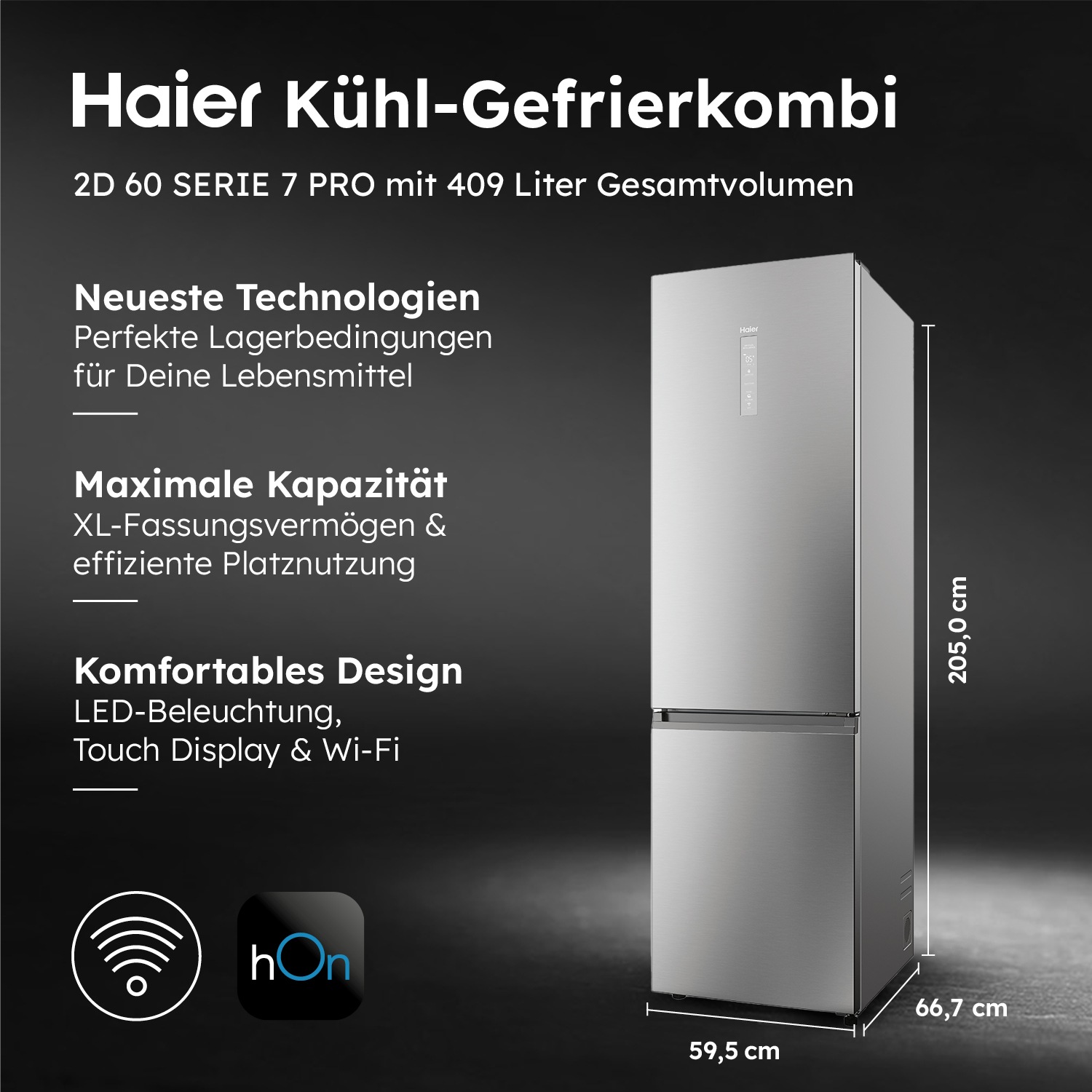 Haier Kühl-/Gefrierkombination 2D 60 SERIES 7 "HDPW7620ANPK" 205 cm hoch 59 günstig online kaufen