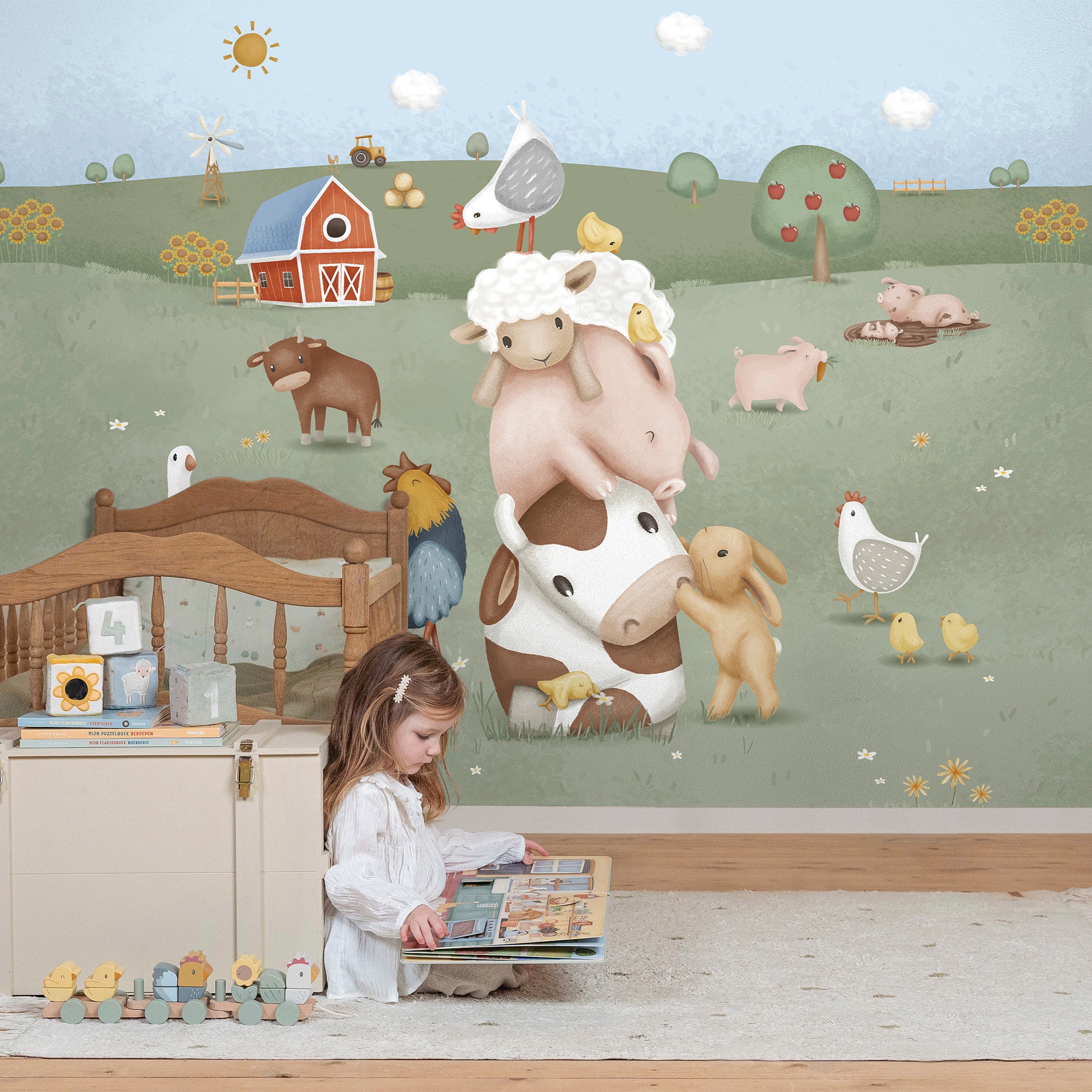 LITTLE DUTCH Vliestapete "Little Farm" neutral glatt 280x300cm (LxB) ca. 8,4m2