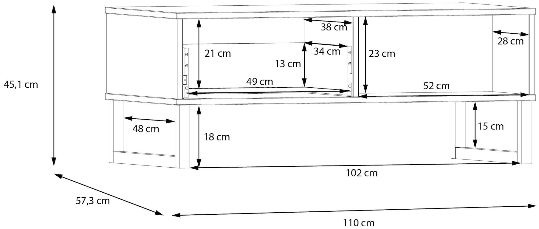 FORTE Couchtisch »Silba«, Breite ca. 110 cm