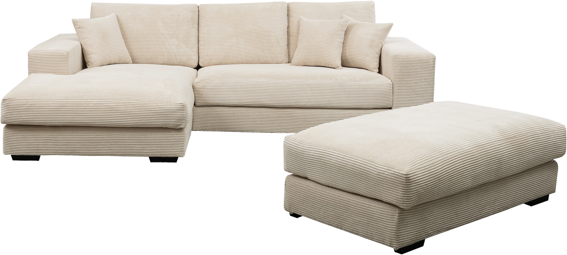 WERK2 Polstergarnitur "Eden L-Form + Hocker. Mega Couch Breite 286cm, Cord" günstig online kaufen