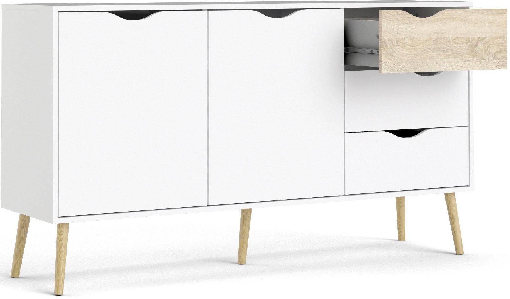 andas Sideboard »Oslo Aufbewahrung, Schubladenschrank,«, Kommode mit 2 Türen, 3 Schubladen, Breite 147 cm, Höhe 81 cm