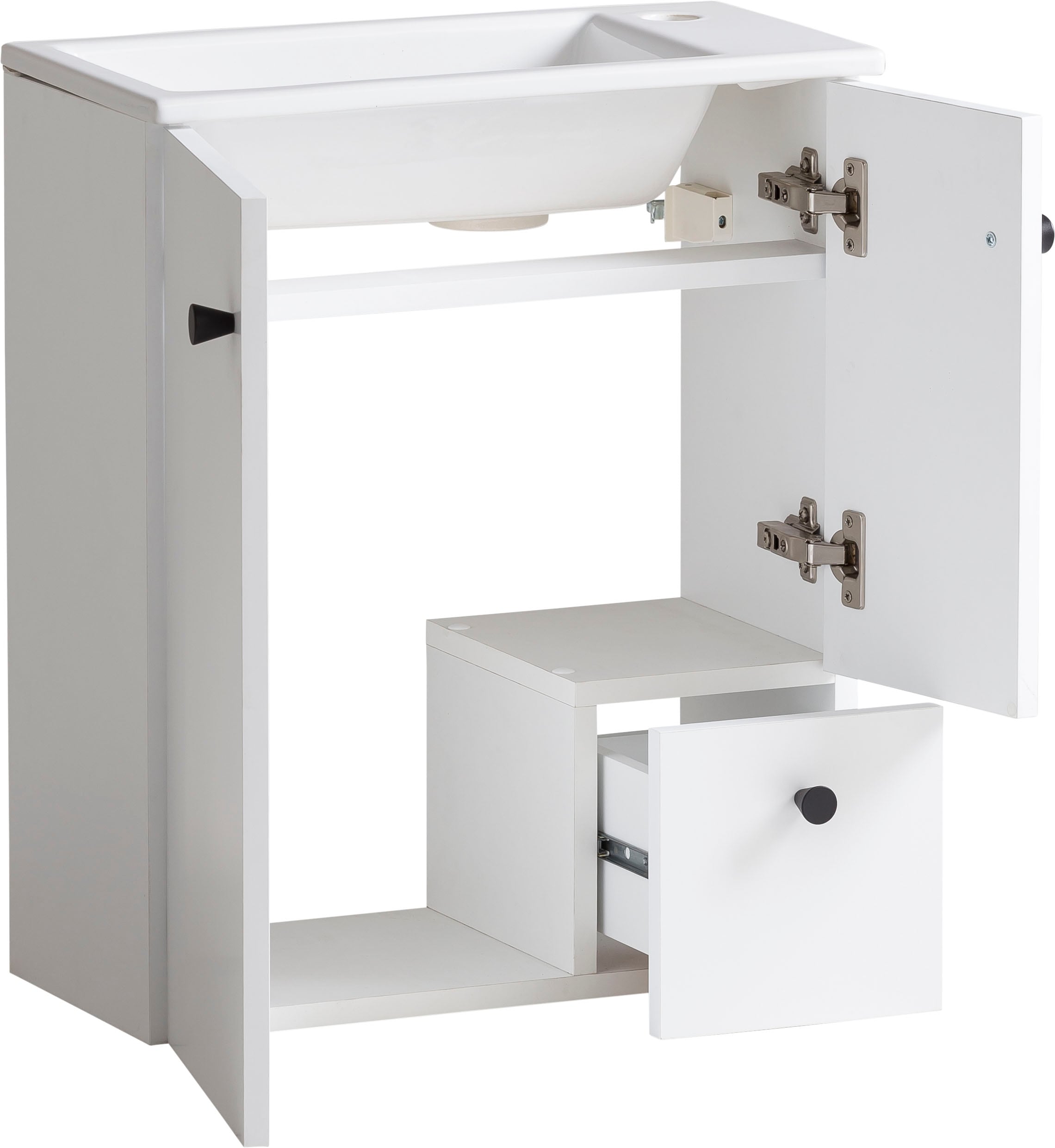 Schildmeyer Waschtisch »Balto, Breite 50 cm«, Keramikbecken, Griffe aus Metall