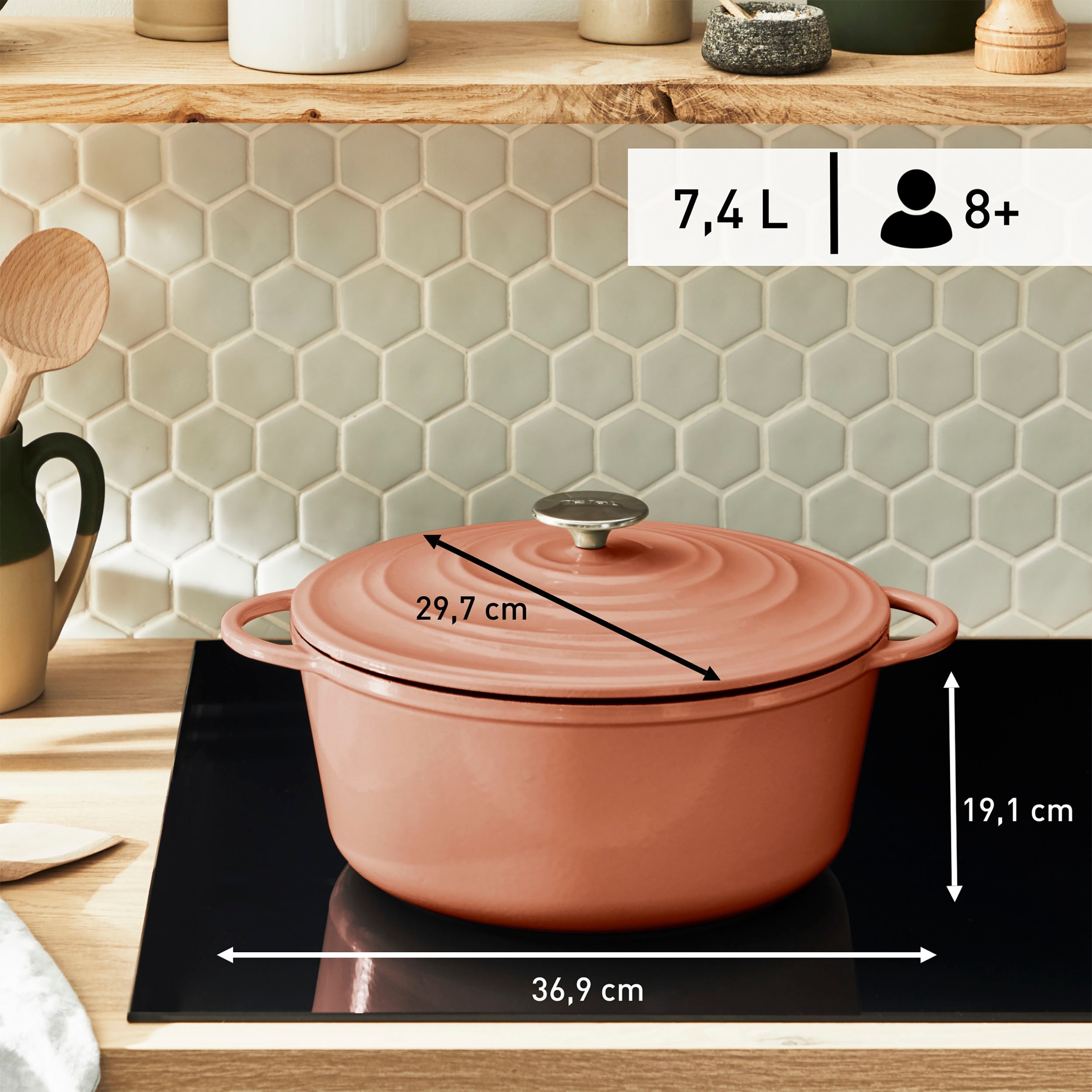 Tefal Kochtopf »LOV«, Gusseisen, (1 tlg.), umweltfreundlich, unbedenkliche Pigmente,Schongaren, Ø25 cm, Induktion