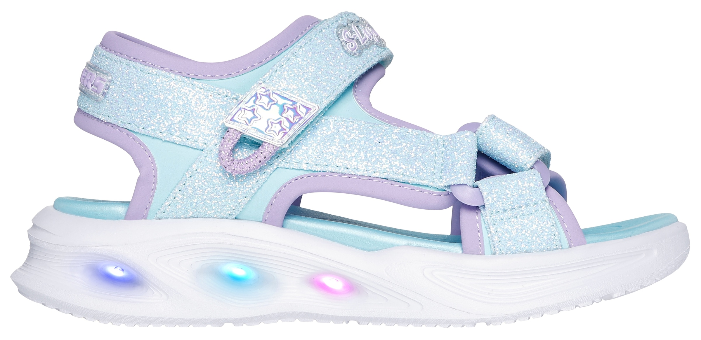 Skechers Sandale »SOLA GLOW SANDAL«, Klettschuh, mit Glitzer, Blinkfunktion, Größenschablone zum Download