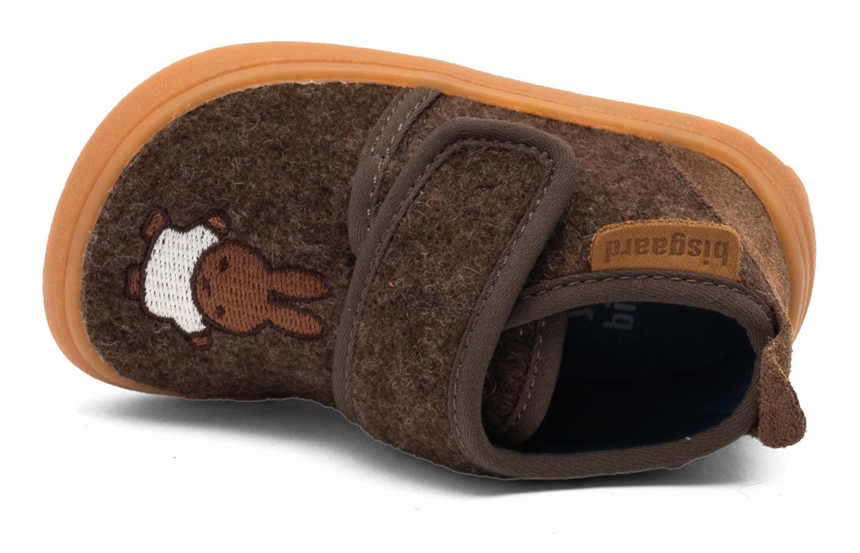 Bisgaard Barfußschuh »miffy x bisgaard barefoot basic«, Hausschuh mit süßer Hasen-Stickerei, Größenschablone zum Download
