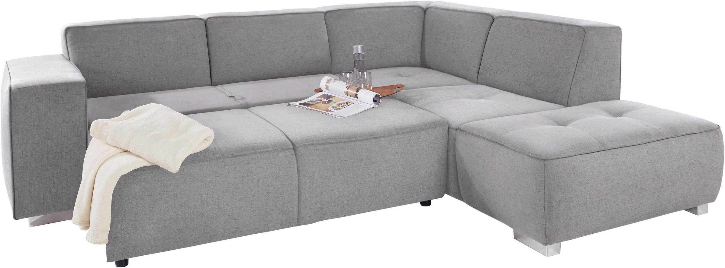 INOSIGN Ecksofa »Sapporo L-Form«, wahlweise Bettfunktion oder Sitztiefenverstellung, Federkern