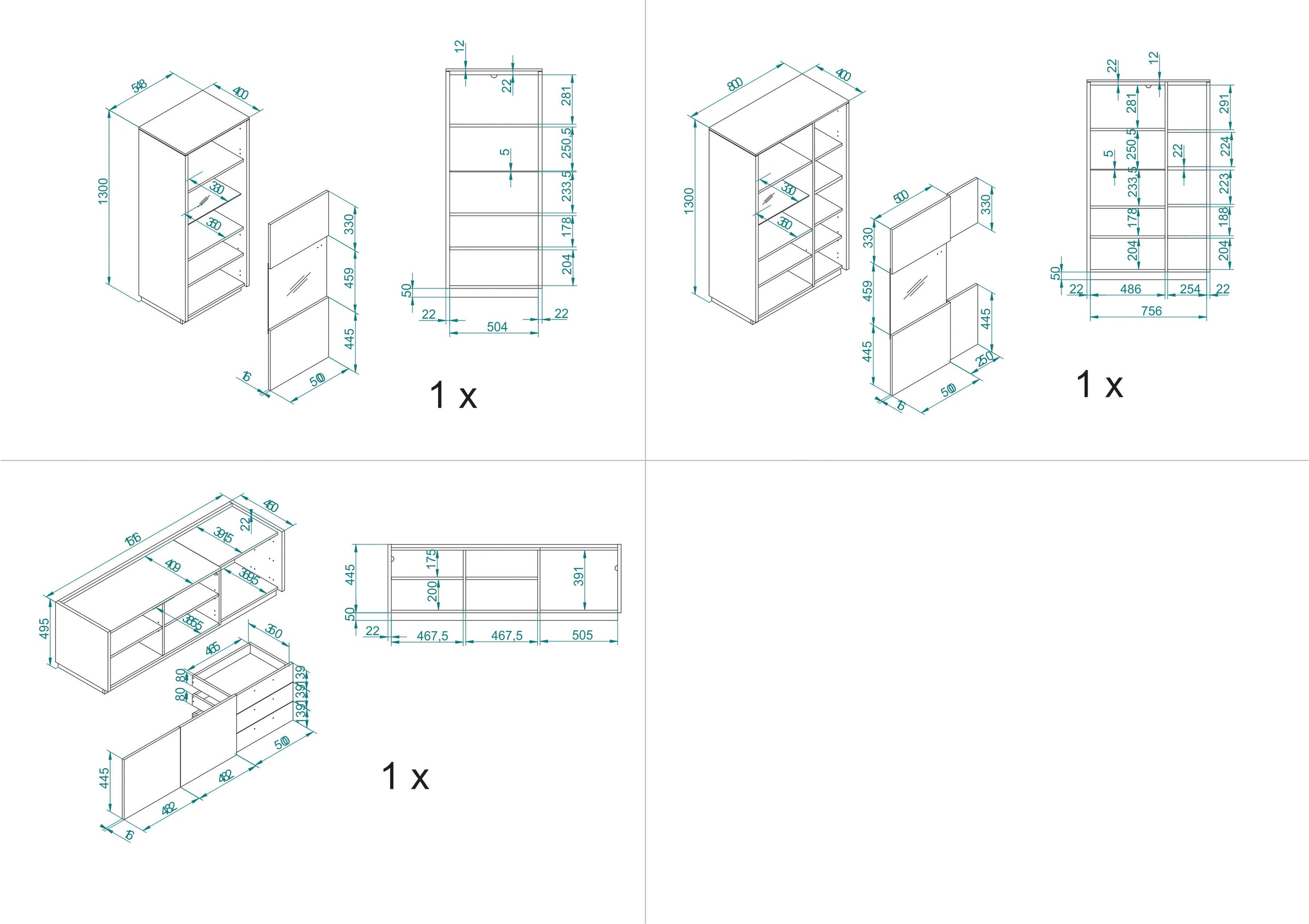 INOSIGN Schrank-Set »LARGO«, (Set, 3 St.), mit Soft-Close-Funktion