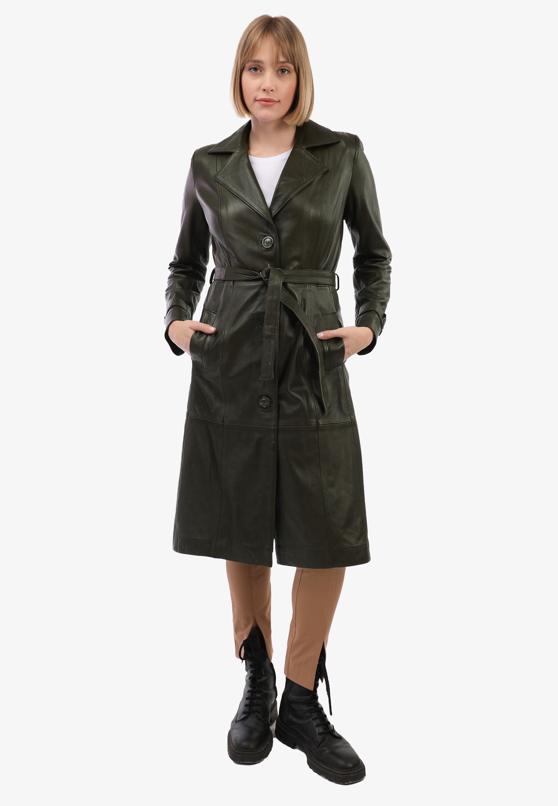 Felix Hardy Lederjacke "Lederjacke mit Gürtel und Knöpfen" günstig online kaufen