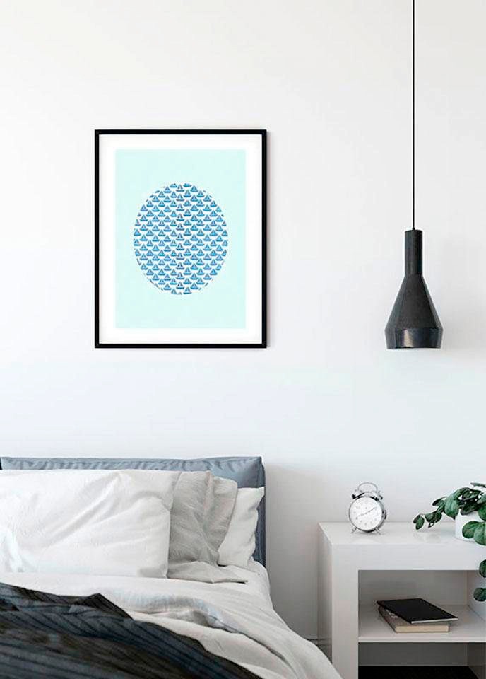 Komar Poster »Shelly Patterns BAUR (1 | St.), Formen-Kunst, Aqua«, Schlafzimmer, Kinderzimmer, Wohnzimmer