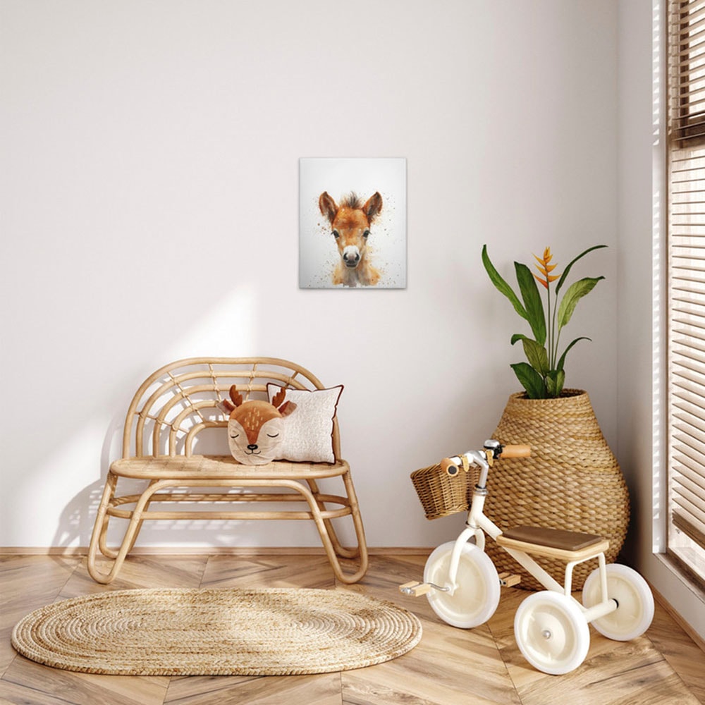 A.S. Création Leinwandbild "Foal - Wandbild Weiß Braun Beige Keilrahmen Kun günstig online kaufen