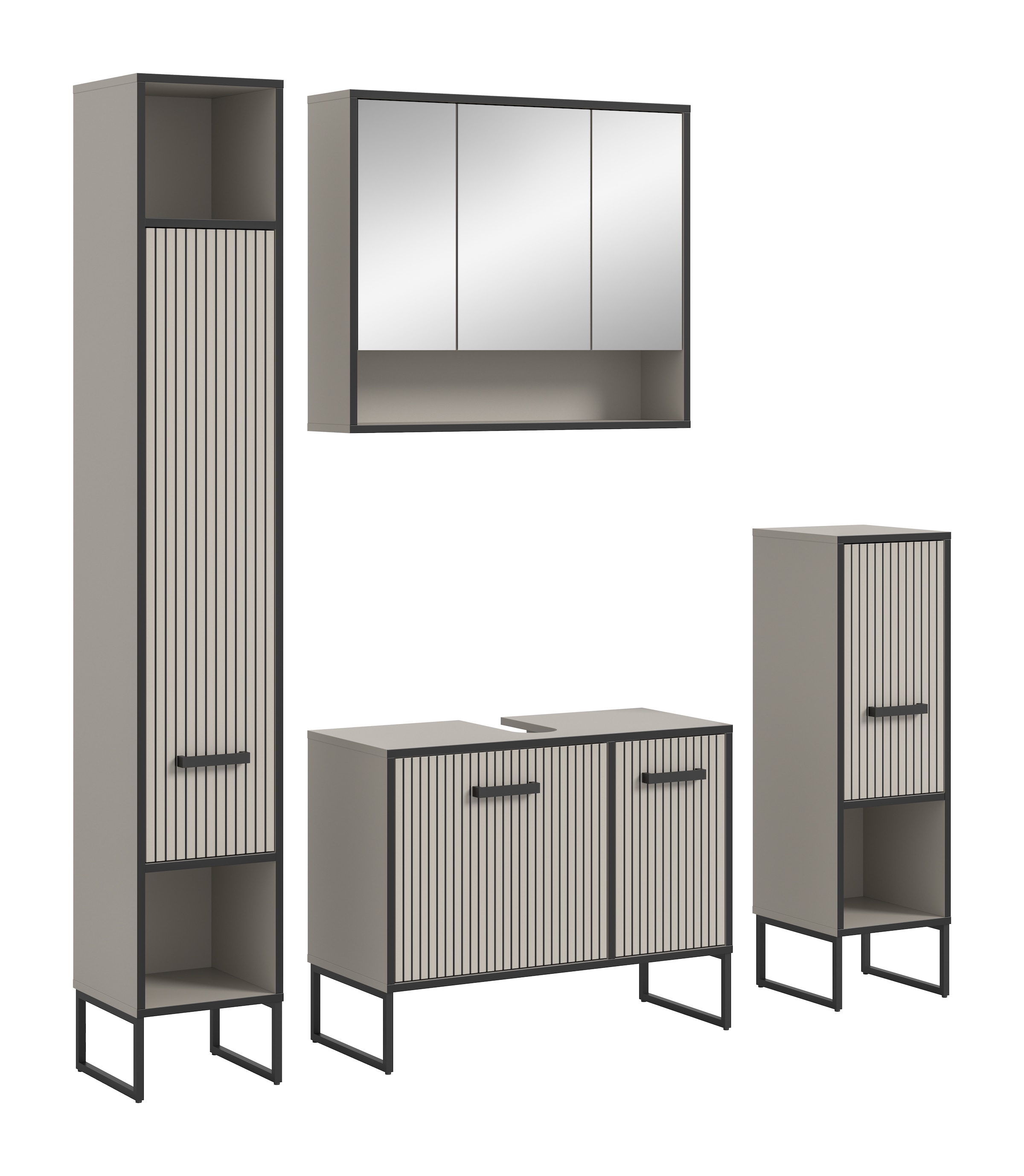 welltime Badmöbel-Set "Locri, Breite 170 cm, Rillenoptik, Metallkufen" 4 St günstig online kaufen