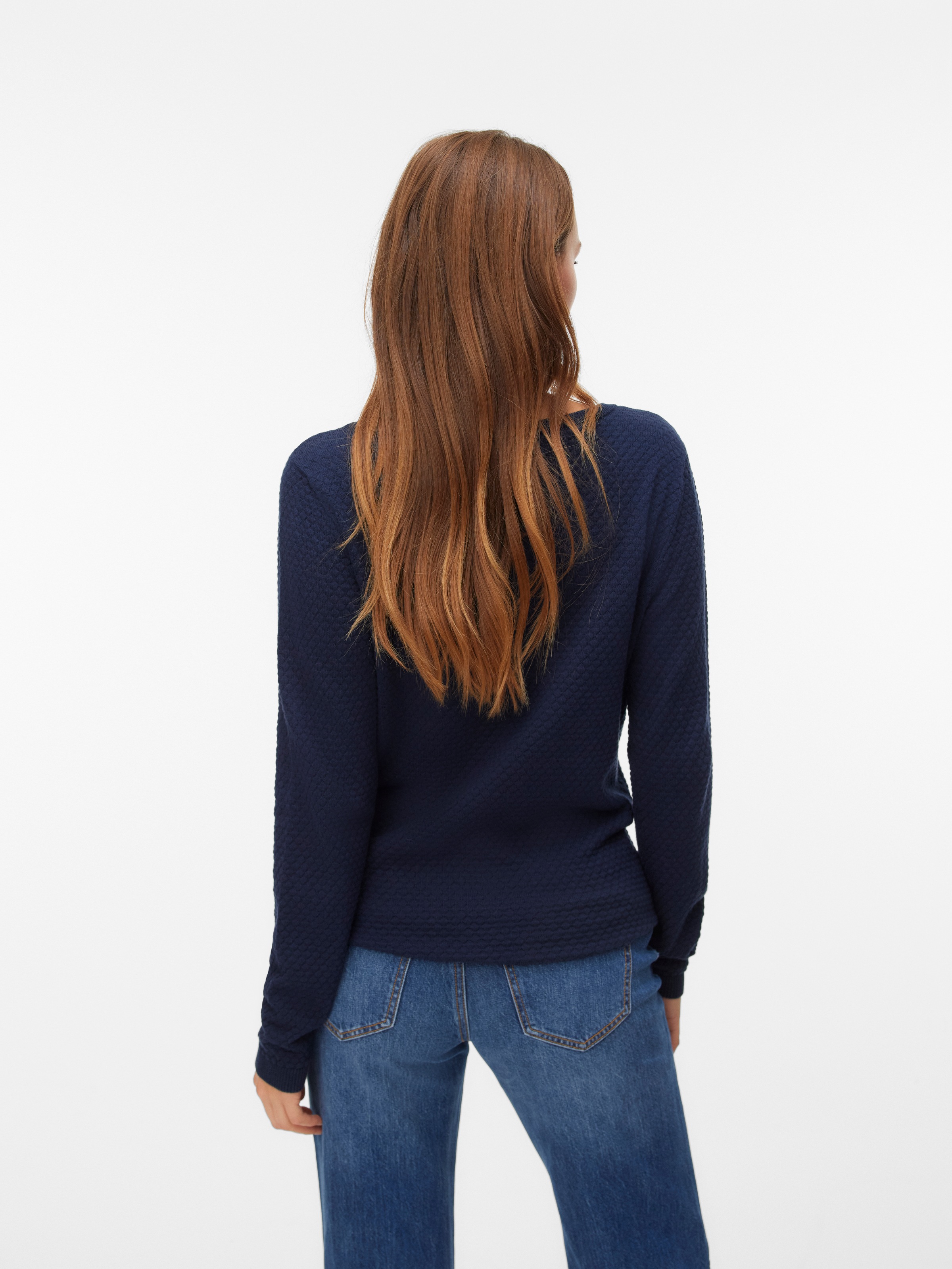 Vero Moda Rundhalspullover "VMCARE STRUCTURE LS O-NECK BLOU NOOS" mit Struk günstig online kaufen