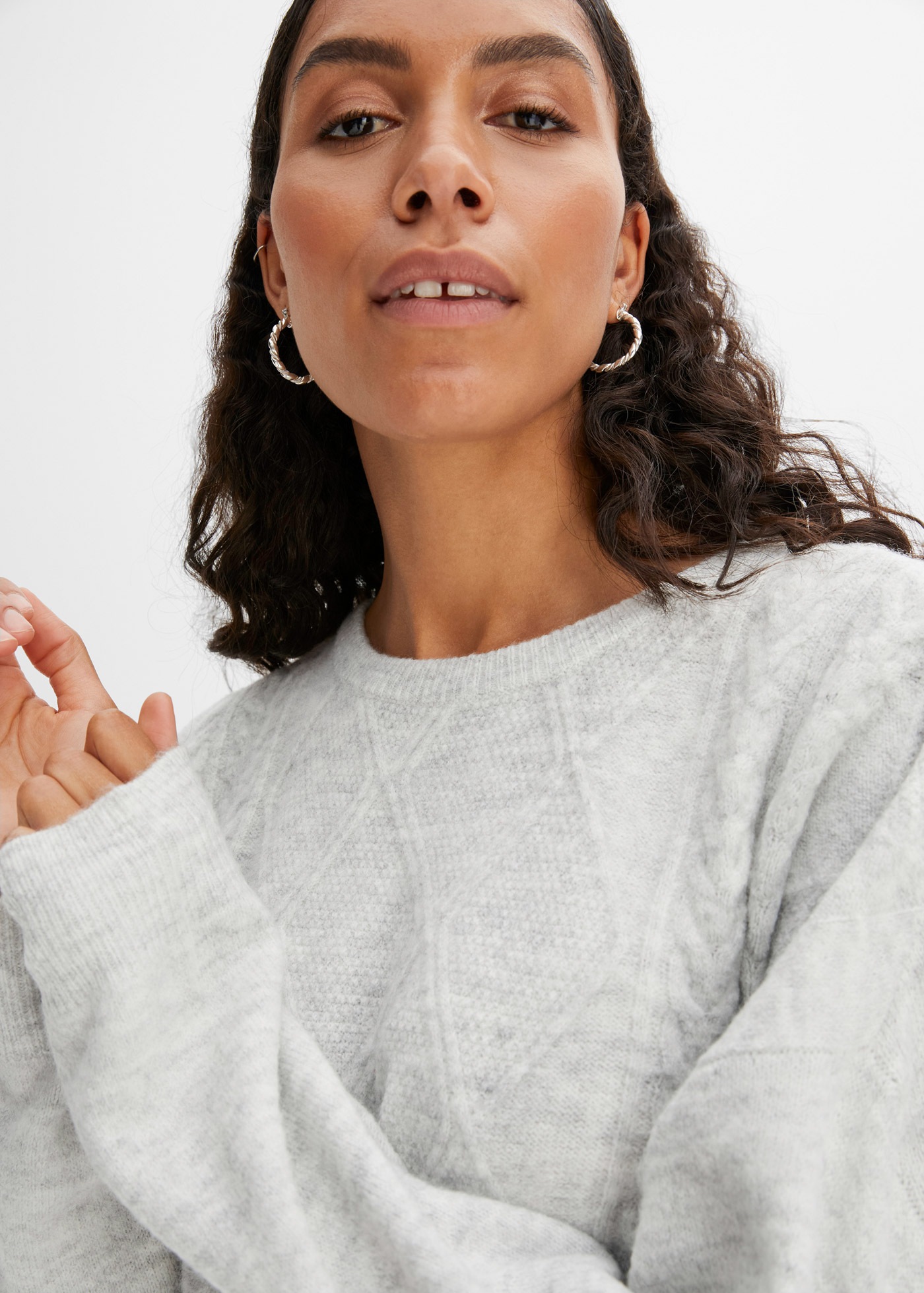 Thumbnail - bonprix Strickpullover aus Polyacryl, Polyester und Elasthan, mit Zopfmuster