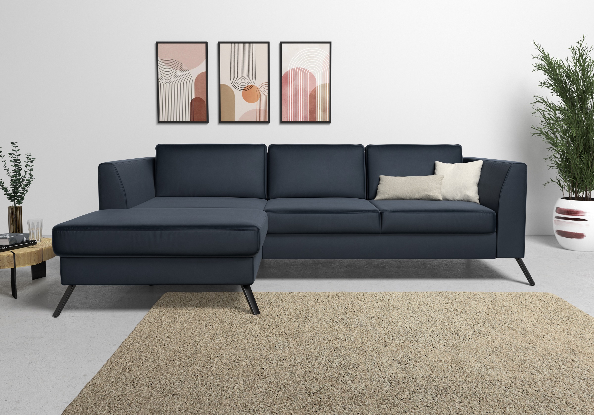 Thumbnail - sit&more Ecksofa "Olsen L-Form" inklusive Sitztiefenverstellung, wahlweise mit Bettfunktion, 15cm hoch