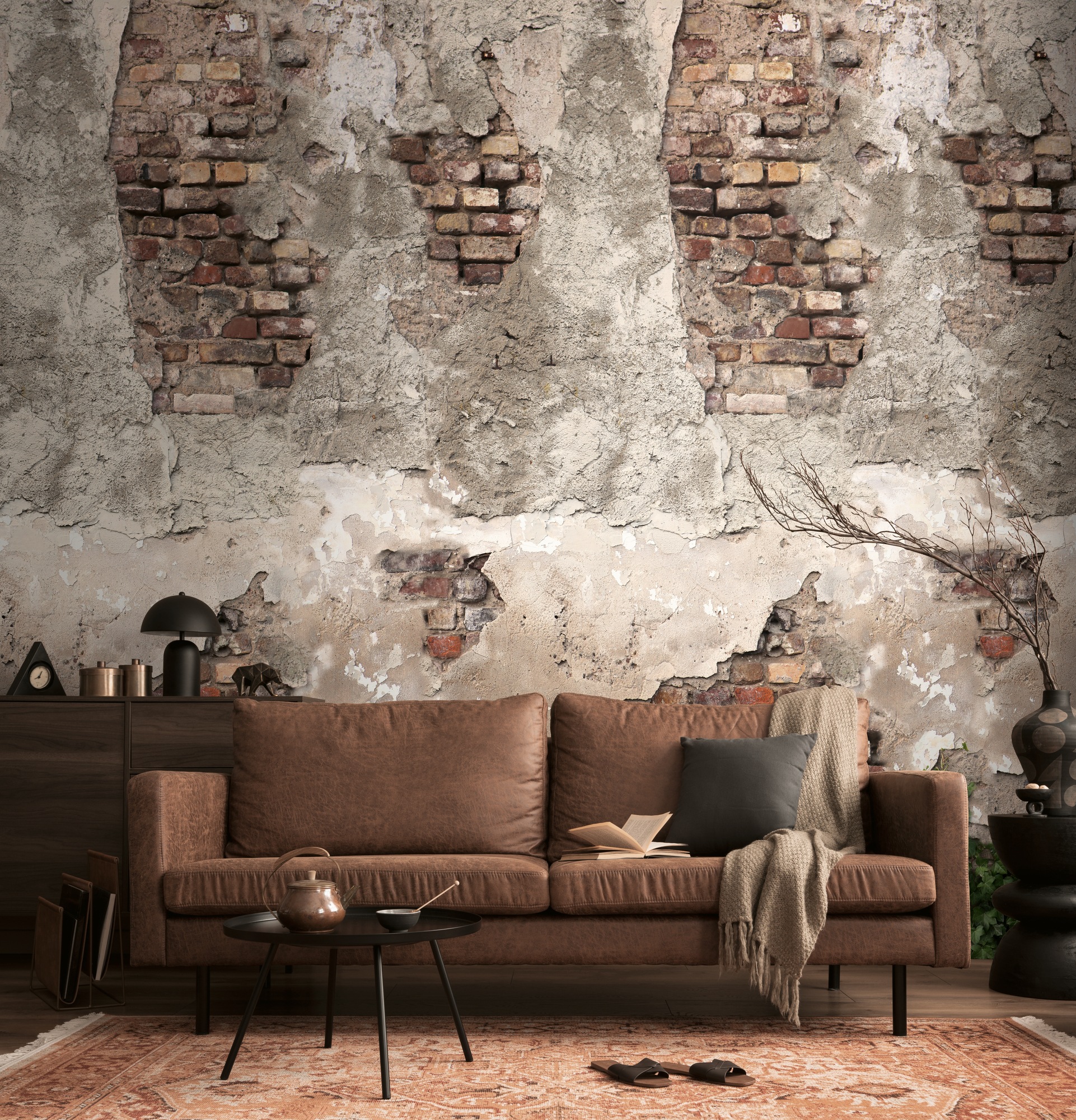 living walls Fototapete »The Wall 4 Eyecatcher – Steinwand mit Efeublättern Vlies-Fototapete« Steinoptik | matt | naturalistisch leicht strukturiert Steinwand mit Efeublättern – dekorativer Tiefenwirkung