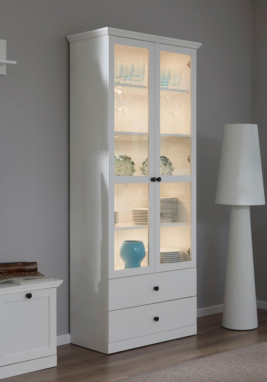 Home affaire Vitrine "Örebro", Vitrine mit 2 Türen, 2 Schubkasten & Soft-Cl günstig online kaufen