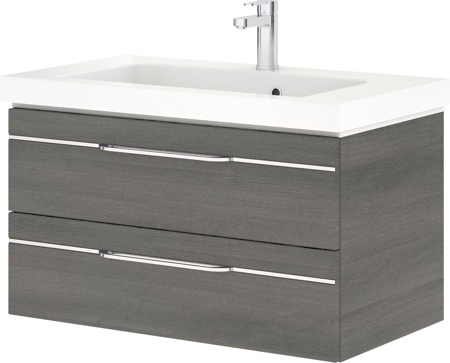 Saphir Badmöbel-Set »Balto Sprint 3-teilig, Mineralmarmor-Waschtisch mit LED-Spiegelschrank«, (4 St.), Badezimmer Set mit Midischrank, inkl Türdämpfer, 4 Türen, 4 Schubladen