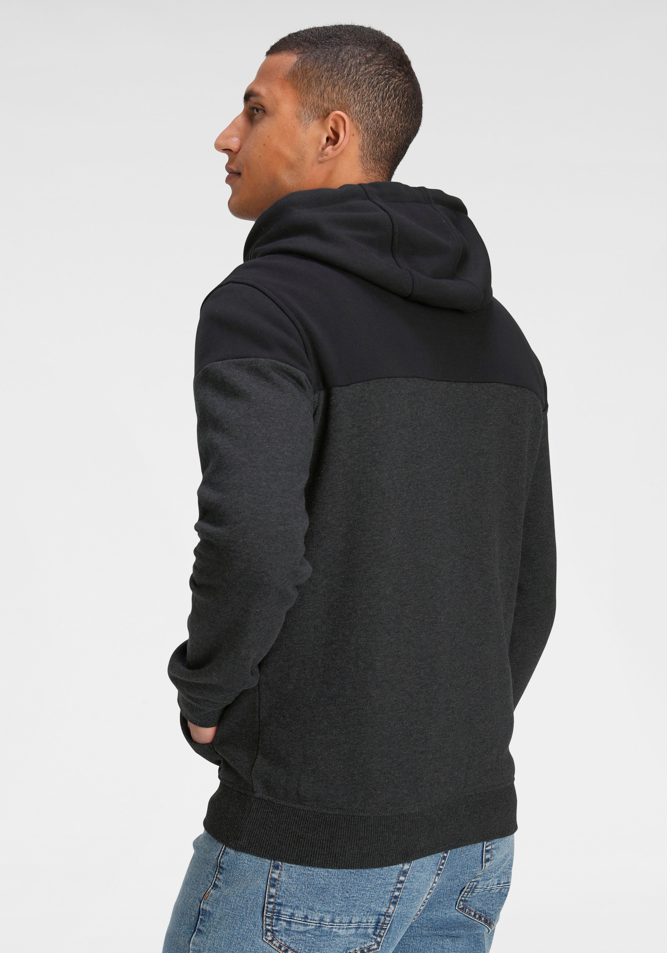 Bruno Banani Kapuzensweatshirt, Langarm, bedruckt und meliert, aus Baumwollmischung