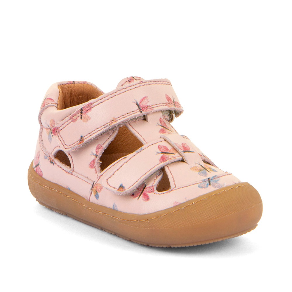 Sandale FRODDO "Ollie Sandal", Mädchen, Gr. 23, schmetterling, rosa, Leder, bedruckt, Schuhe Sandale, Babyschuh, Klettschuh, Lauflernschuh mit luftigen Löchern