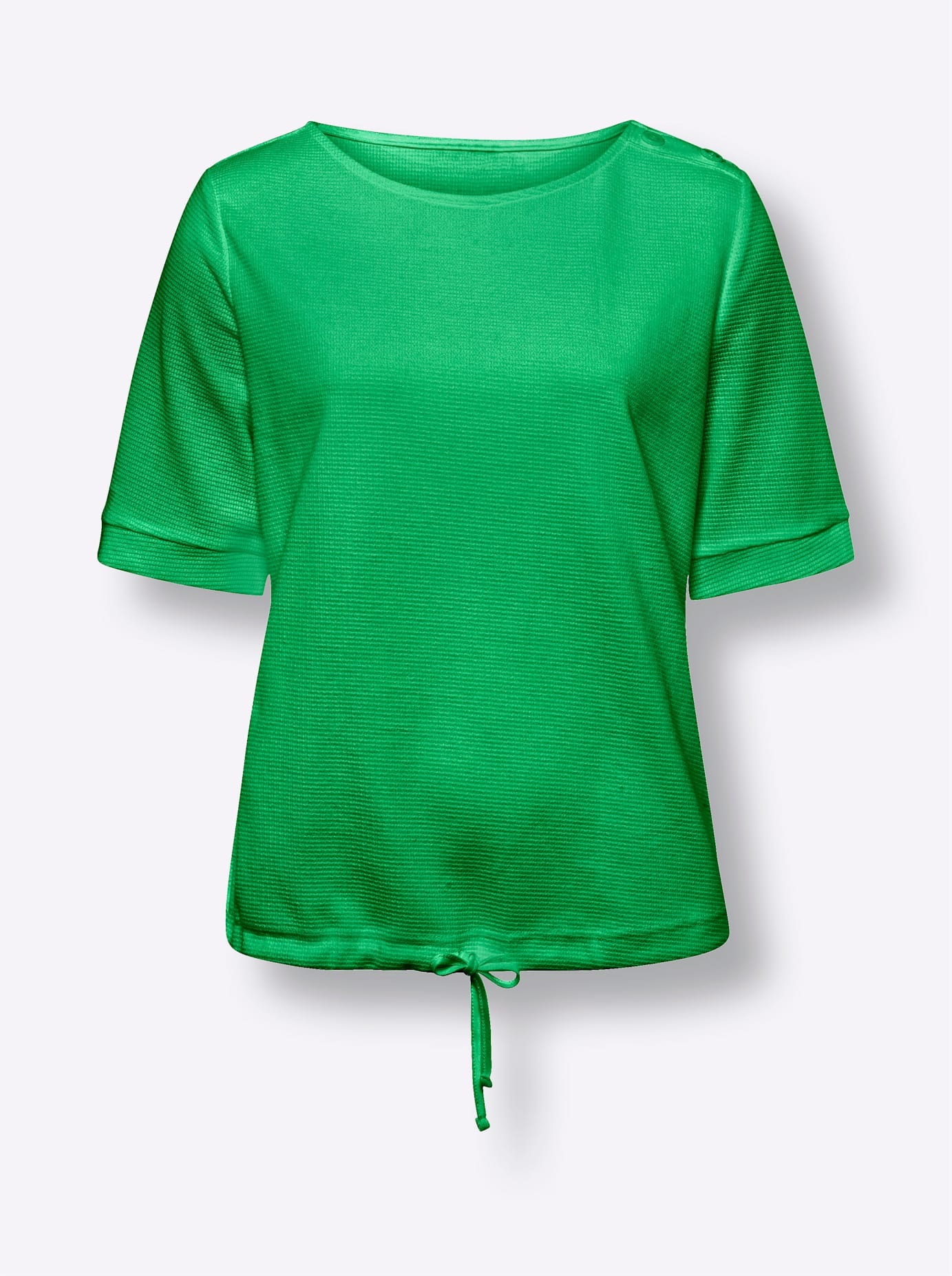 Rundhalsshirt HEINE "Shirt", Damen, Gr. 46, grün (grasgrün), 50% Baumwolle, 50% Polyester, unifarben, Rundhals, Shirts Rundhalsshirt, Topseller 3