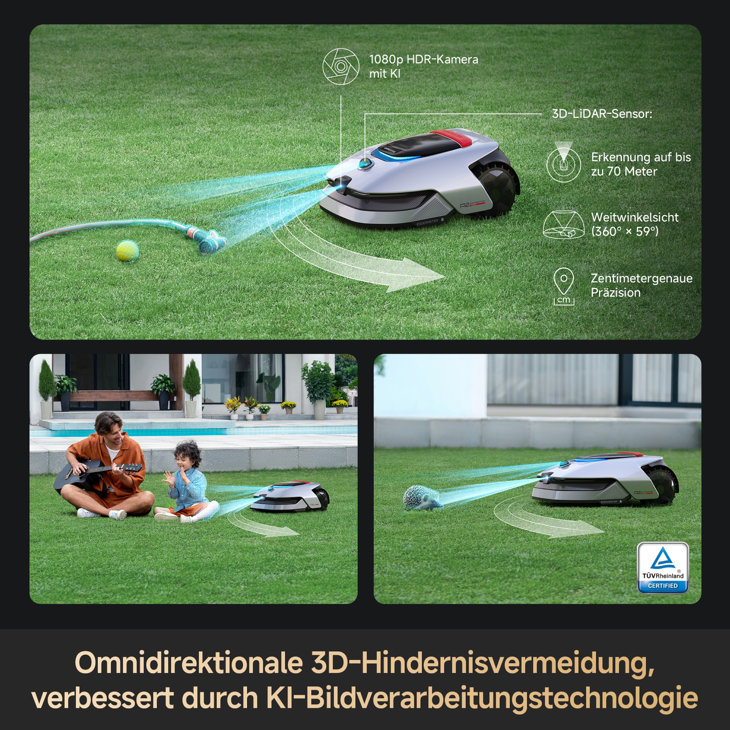 Dreame Rasenmähroboter »Roboticmower A2«, KI-Hindernisvermeidung, präzise Kantenpflege & duales Kartenmanagement