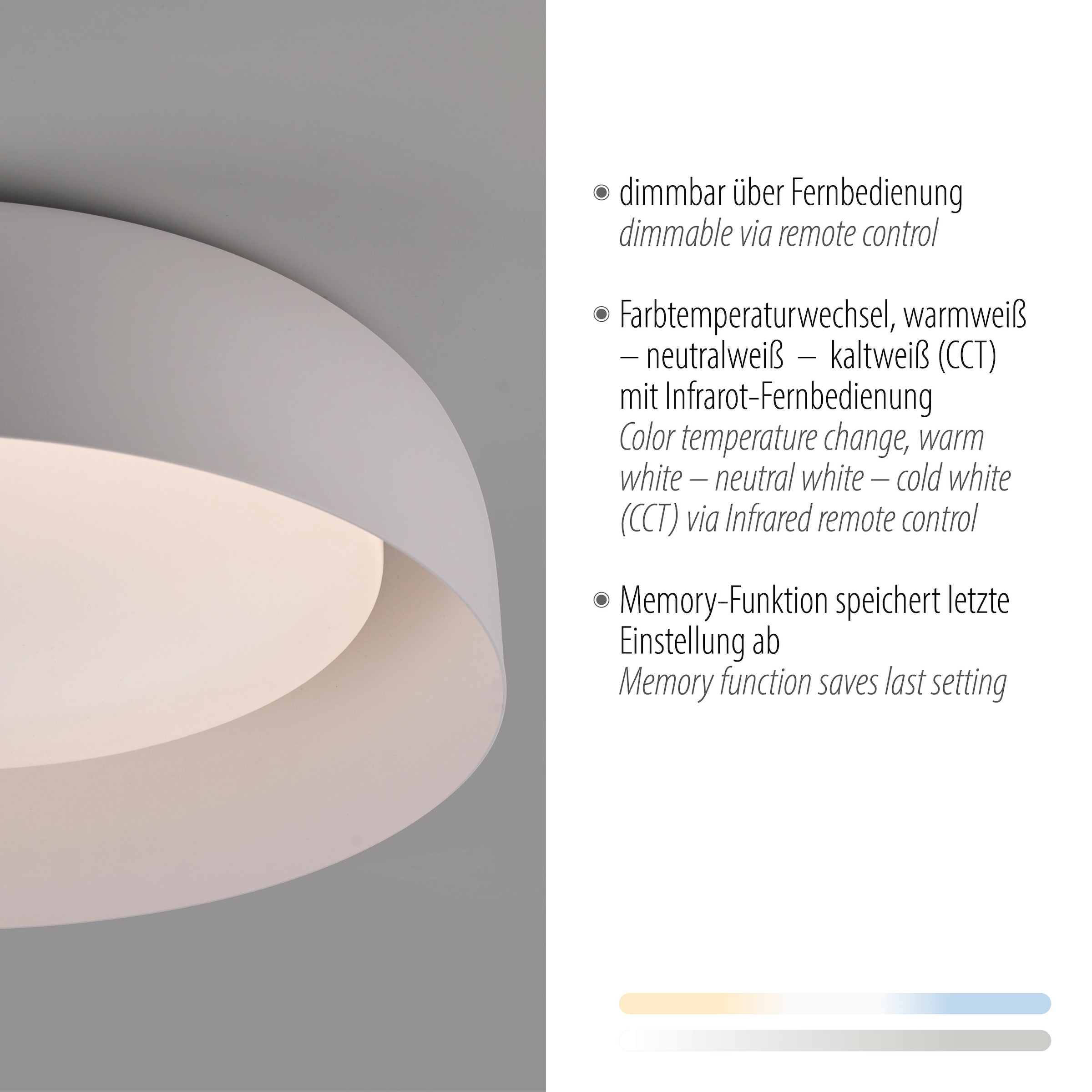 JUST LIGHT Deckenleuchte »OSKO«, 1 flammig, Leuchtmittel LED-Board | LED fest integriert, LED, Fernbedienung, Funk inkl.