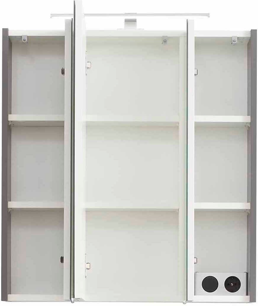 Saphir Badmöbel-Set »Quickset 5-teilig, Waschbeckenunterschrank mit LED-Spiegelschrank«, (6 St.), Midischrank, Unterschrank, Hängeschrank, inkl. Türdämpfer, 9 Türen