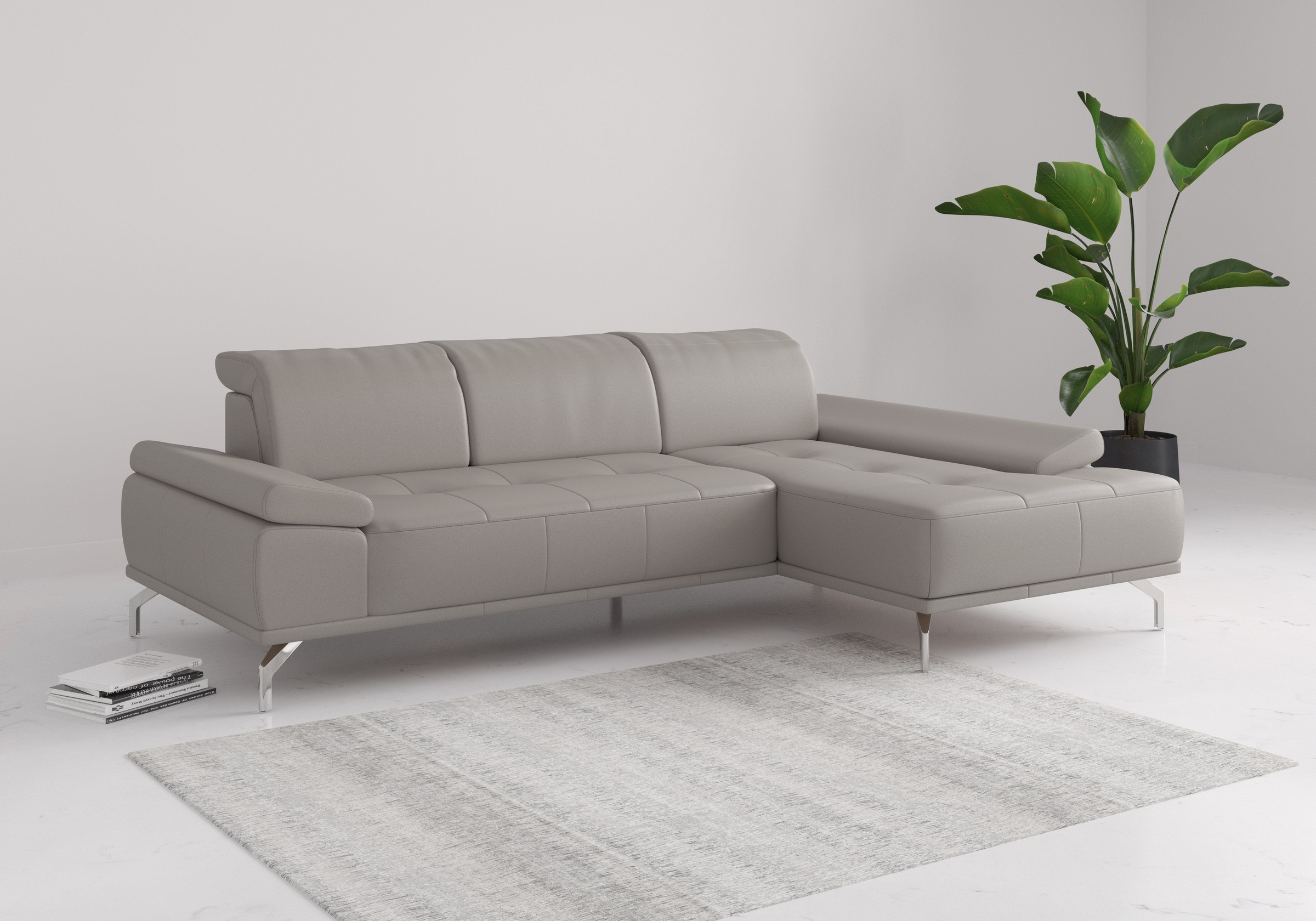 Ecksofa HOME AFFAIRE "Caluna", grau (light grau), B:280cm H:81cm T:174cm, Sofas, Ecksofa, Inkl.Sitztiefenverstellung, wahlweise mit Kopf- und Armteilverstellung 10