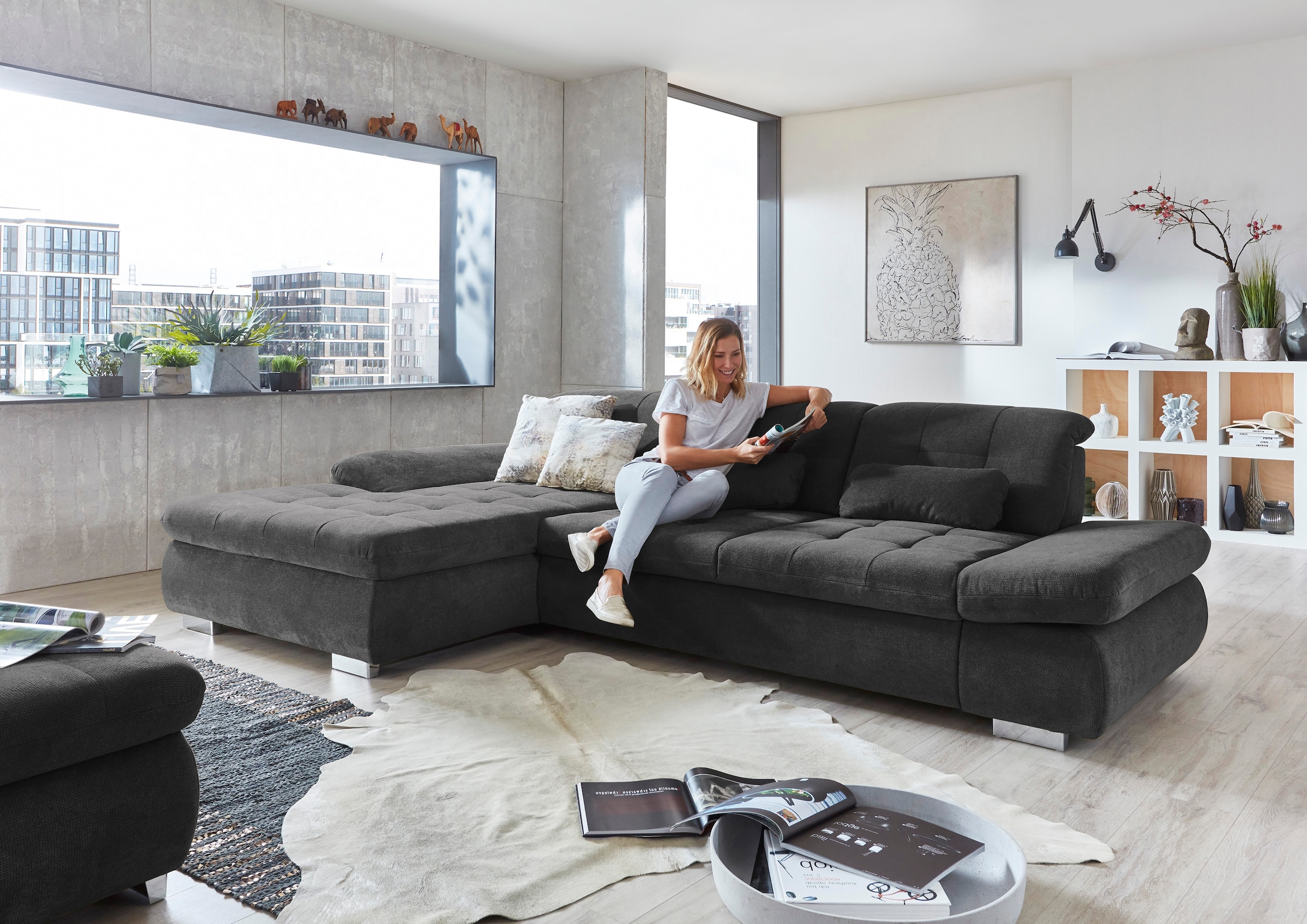 Die PlanBar Ecksofa "MP-IN17004 L-Form, Breite 331 cm, wahlweise mit Funtki günstig online kaufen