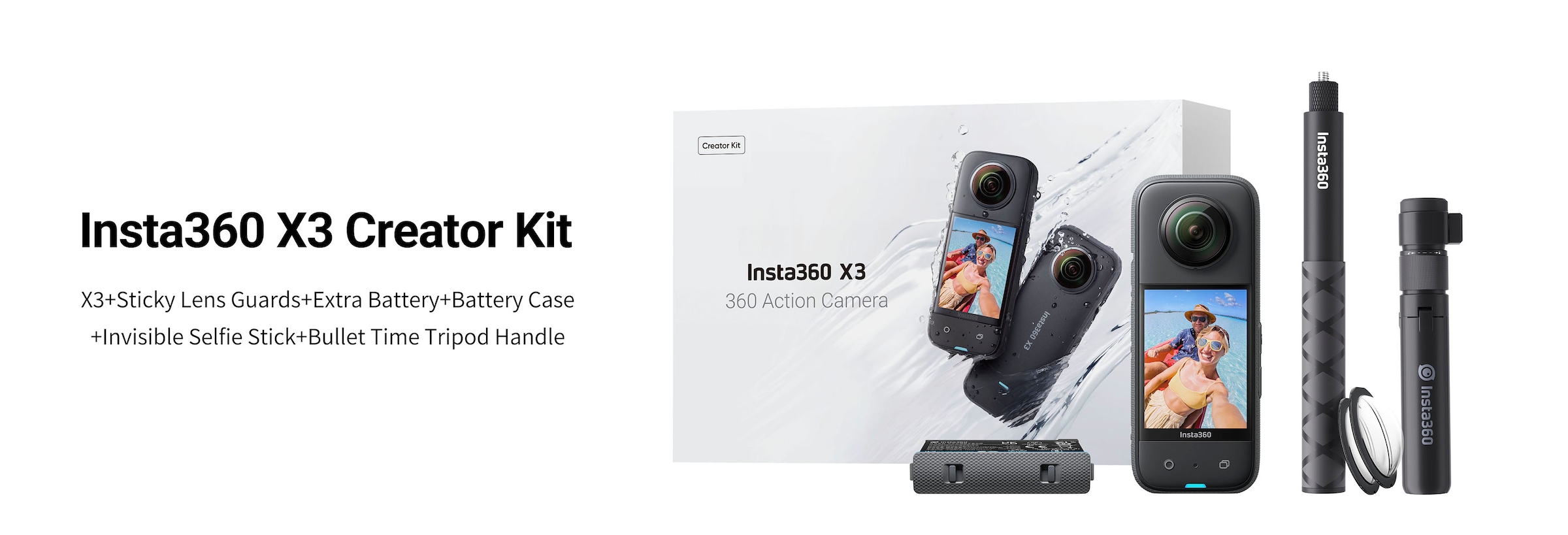 Insta360 Camcorder »X3 Creator Kit«, 5,7K, Bluetooth-WLAN (Wi-Fi) | BAUR