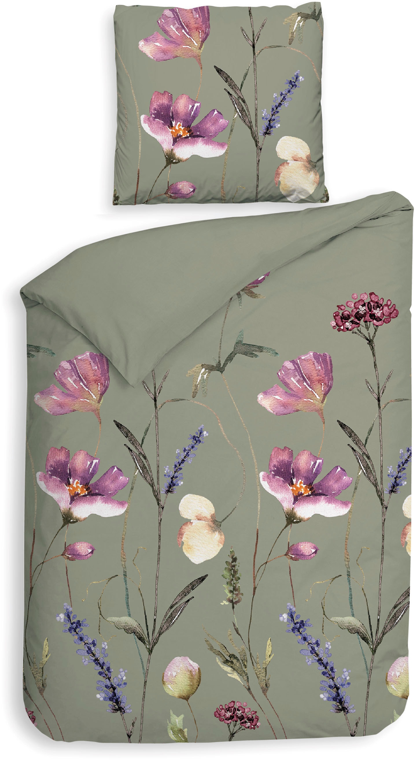 Heckett & Lane Bettwäsche "Vico" 2 Stk. tlg. Blumen Design, 100% Baumwolle günstig online kaufen