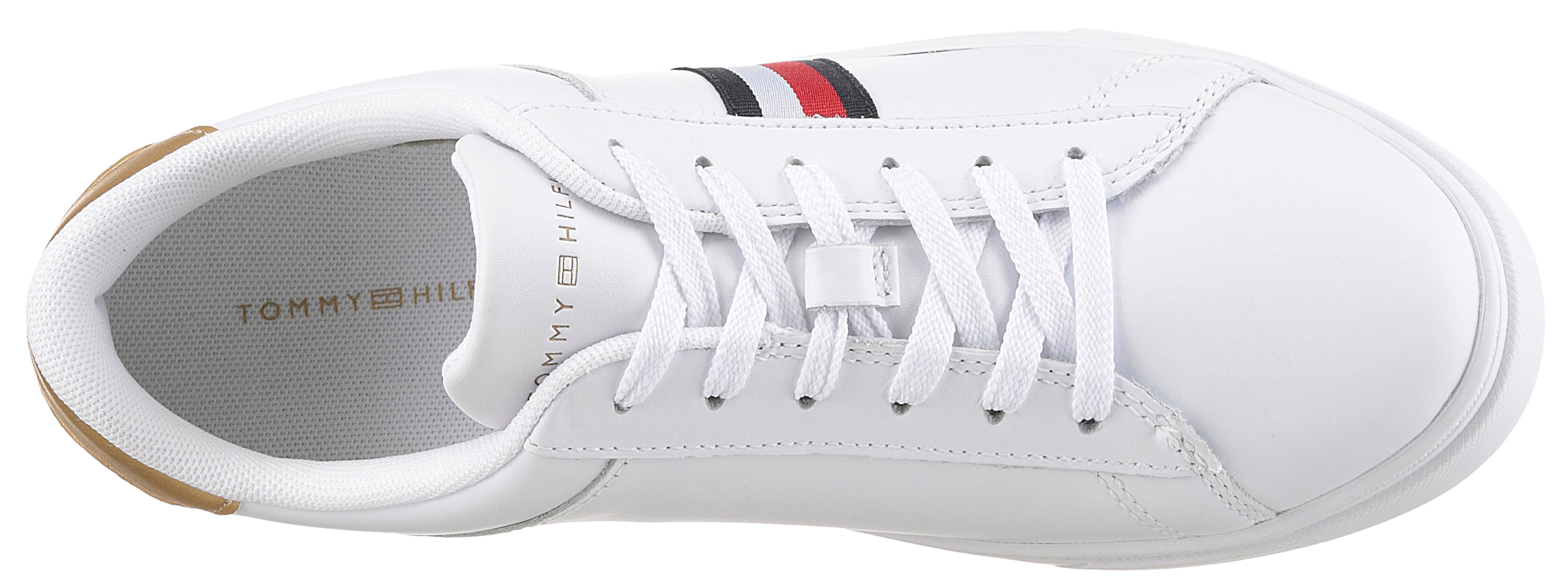 Tommy Hilfiger Plateausneaker »ESSENTIAL COURT SNEAKER STRPS«, Freizeitschuh, Halbschuh, Schnürschuh mit typischen Streifen