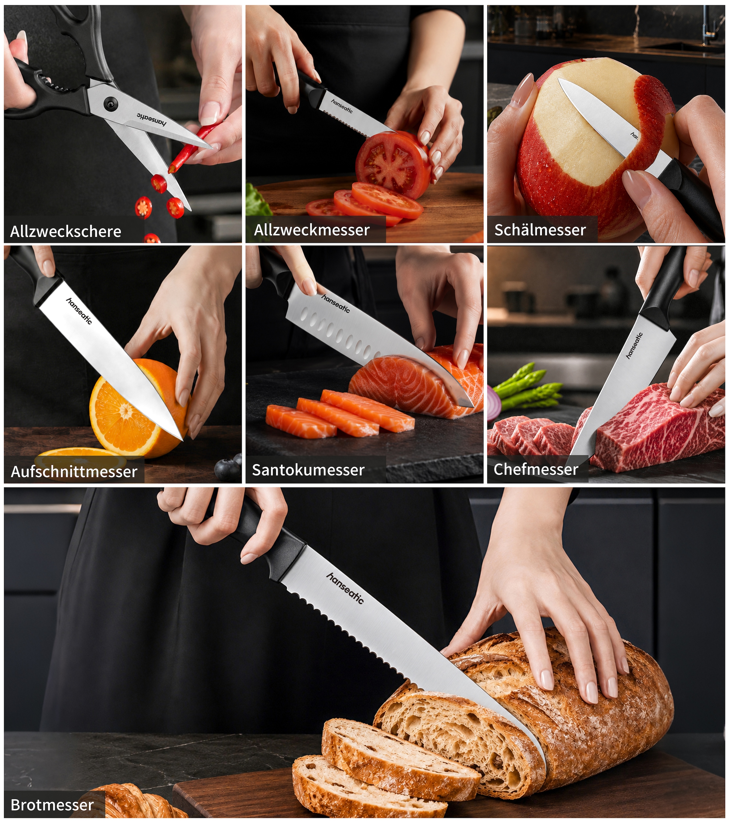 Hanseatic Messer-Set »DAILY, mit ergonomisch geformten Kunststoffgriffen« leichtes Design, ideal für den täglichen Gebrauch