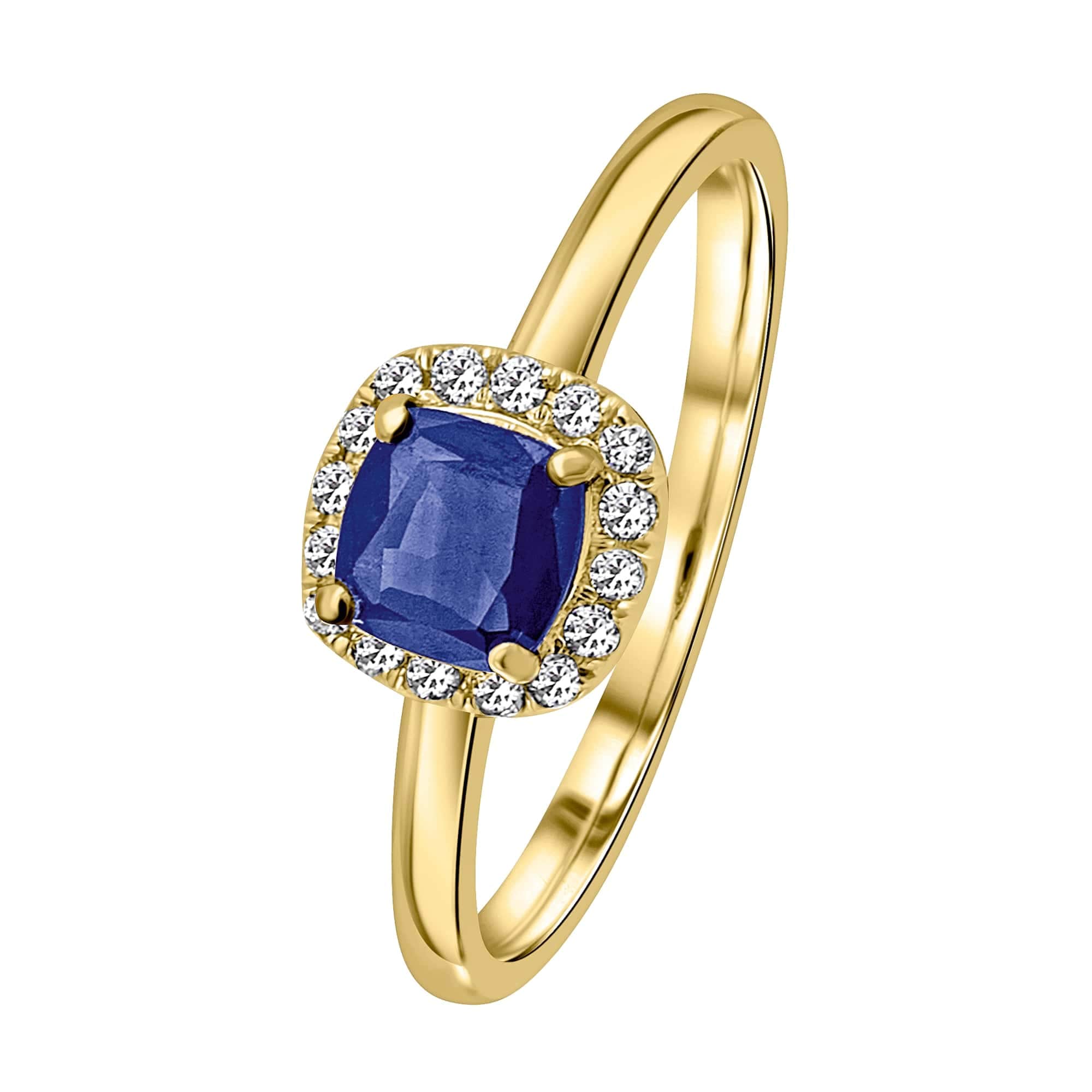 ONE ELEMENT Diamantring »0,12 ct Diamant Brillant Safir Ring aus 585 Gelbgold«, Damen Gold Schmuck