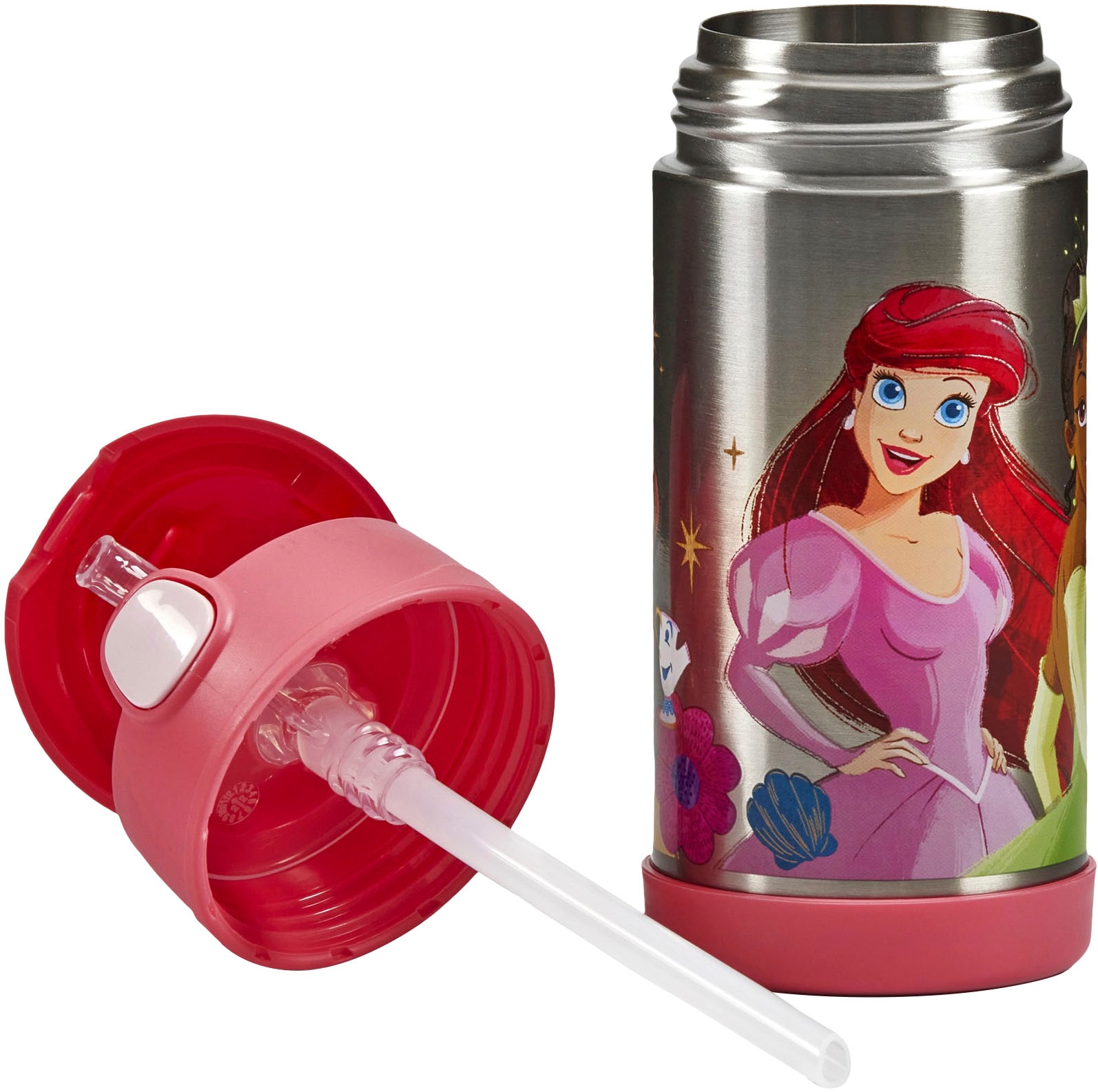 THERMOS Isolierflasche »FUNTAINER STRAW BOTTLE, doppelwandiger Edelstahl, spülmaschinenfest«, (1 tlg.), 0,35l, mit Silikonstrohalm, absolut dicht