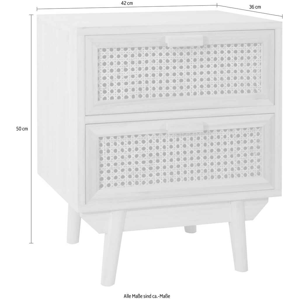 SalesFever Nachtkommode, Schubladenfronten aus Rattangeflecht