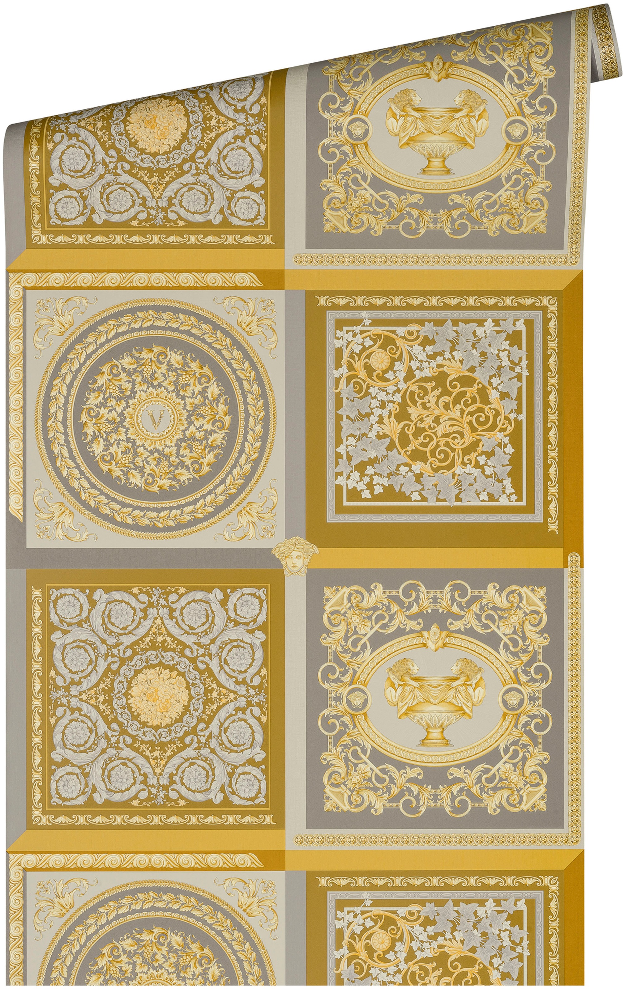 Versace Vliestapete »Wallpaper Versace 5 Design Patchwork« abstrakt | gemustert | leicht glänzend leicht strukturiert auffallende Fliesen-Tapete Tapeten Wohnzimmer Schlafzimmer Küche Optik