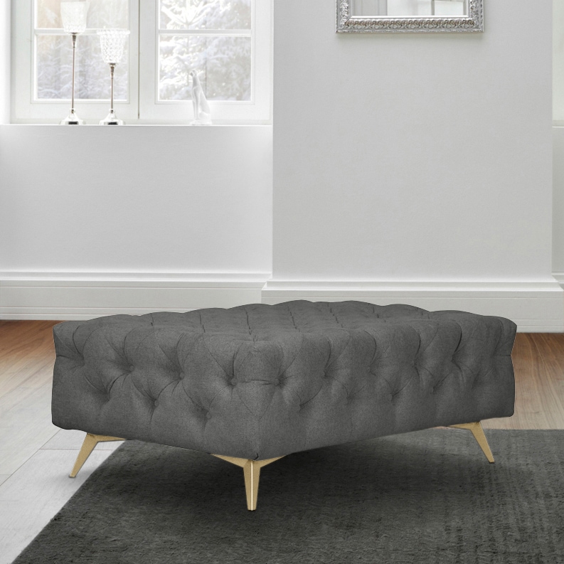 Leonique Polsterhocker »Amaury«, Chesterfield-Optik, Breite 120cm, Fußfarbe wählbar