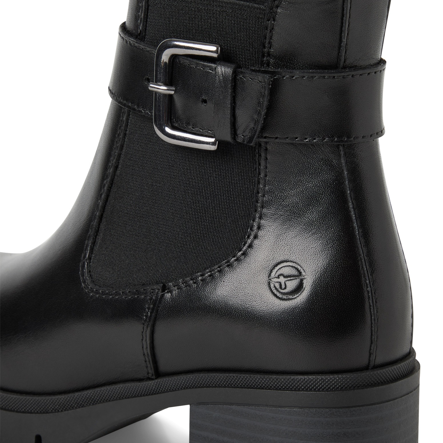 Tamaris Chelseaboots, Blockabsatz, Stiefelette, Schlupfboots mit Ziernschnalle