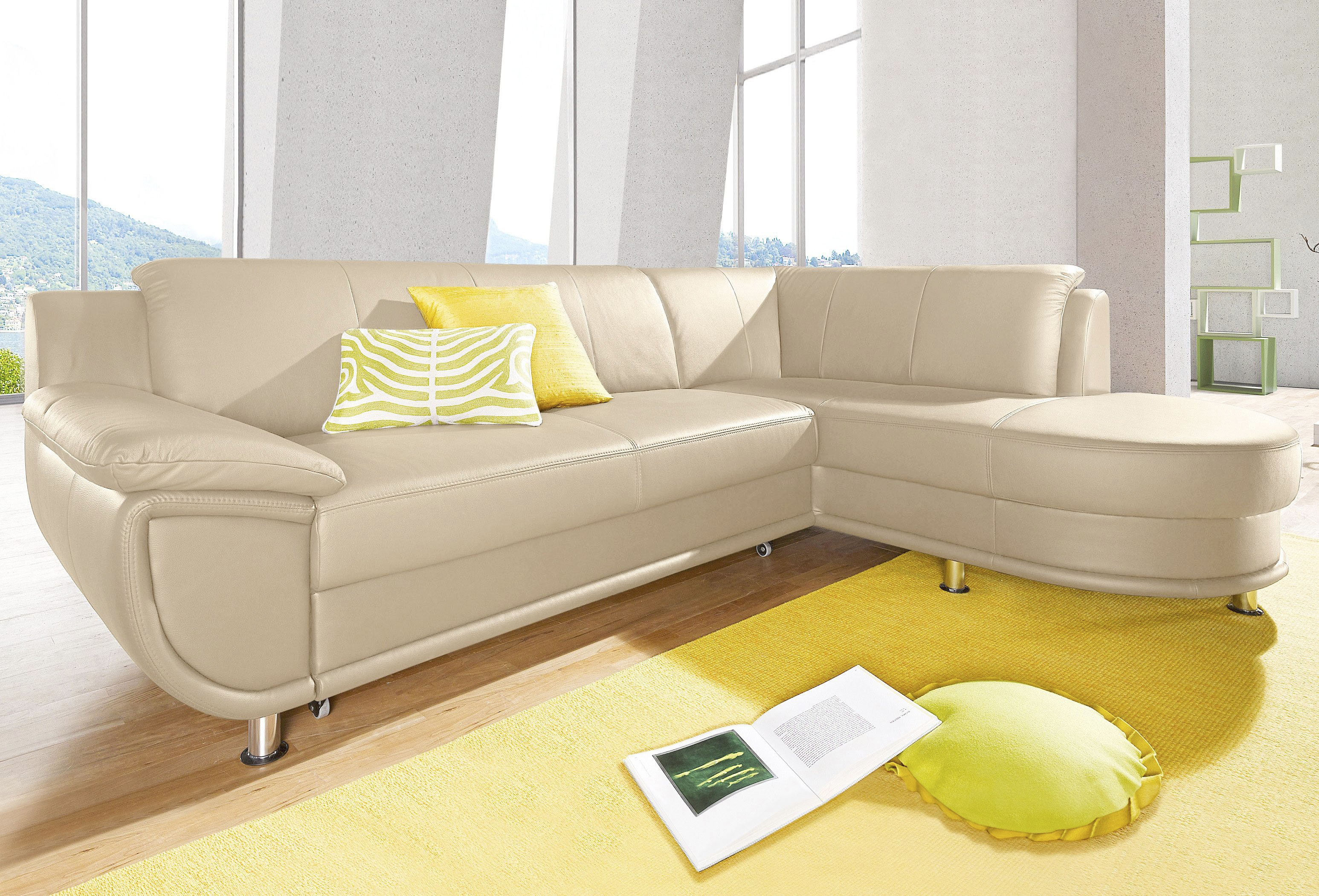 TRENDMANUFAKTUR Ecksofa "Rondo, zeitlos und elegant, bequem, L-Form" wahlweise mit Federkern, wahlweise mit Bettfunktion