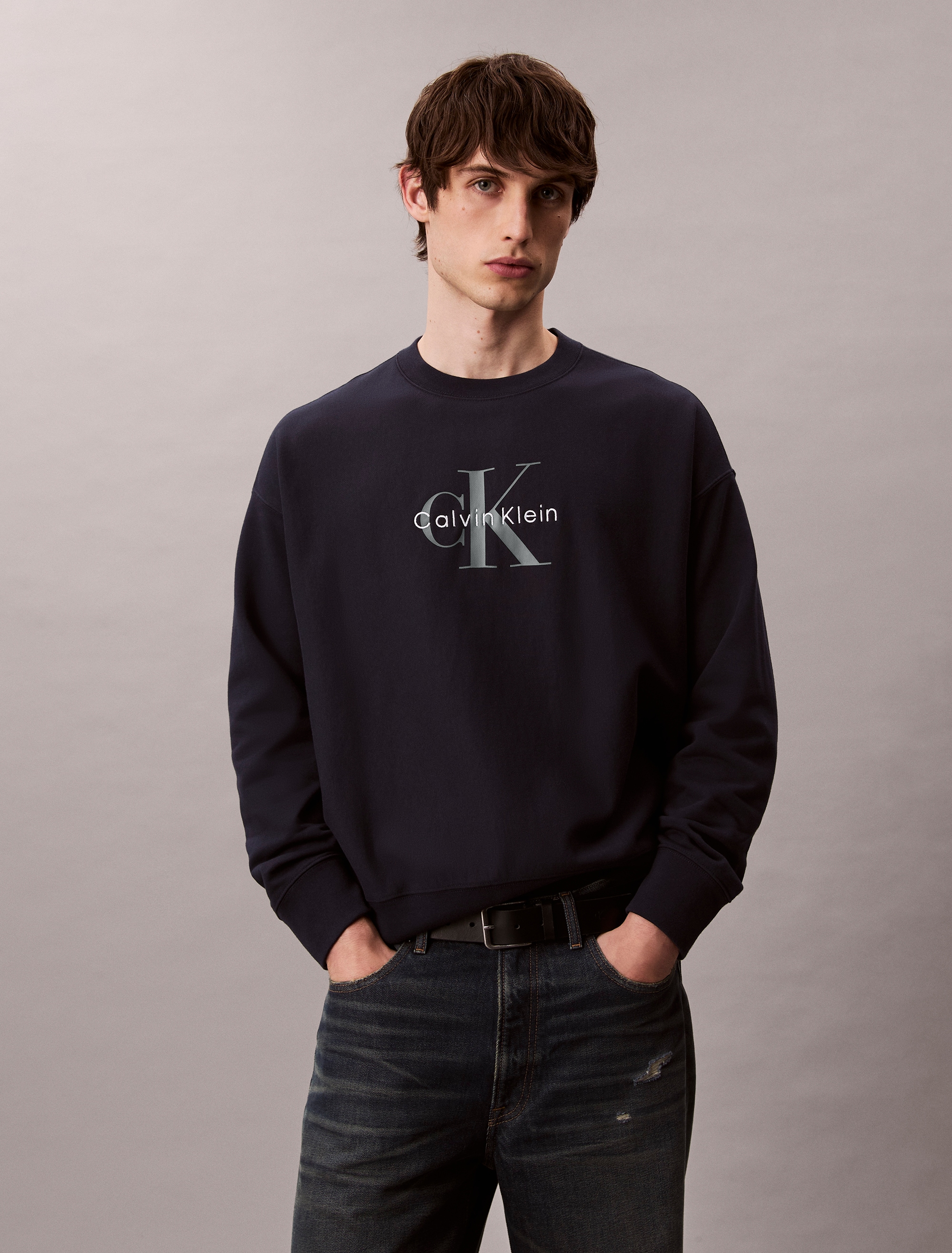 Calvin Klein Jeans Sweatshirt "LS EU 350TERRY MONOLOGO CN SWTSH" Rundhalsau günstig online kaufen