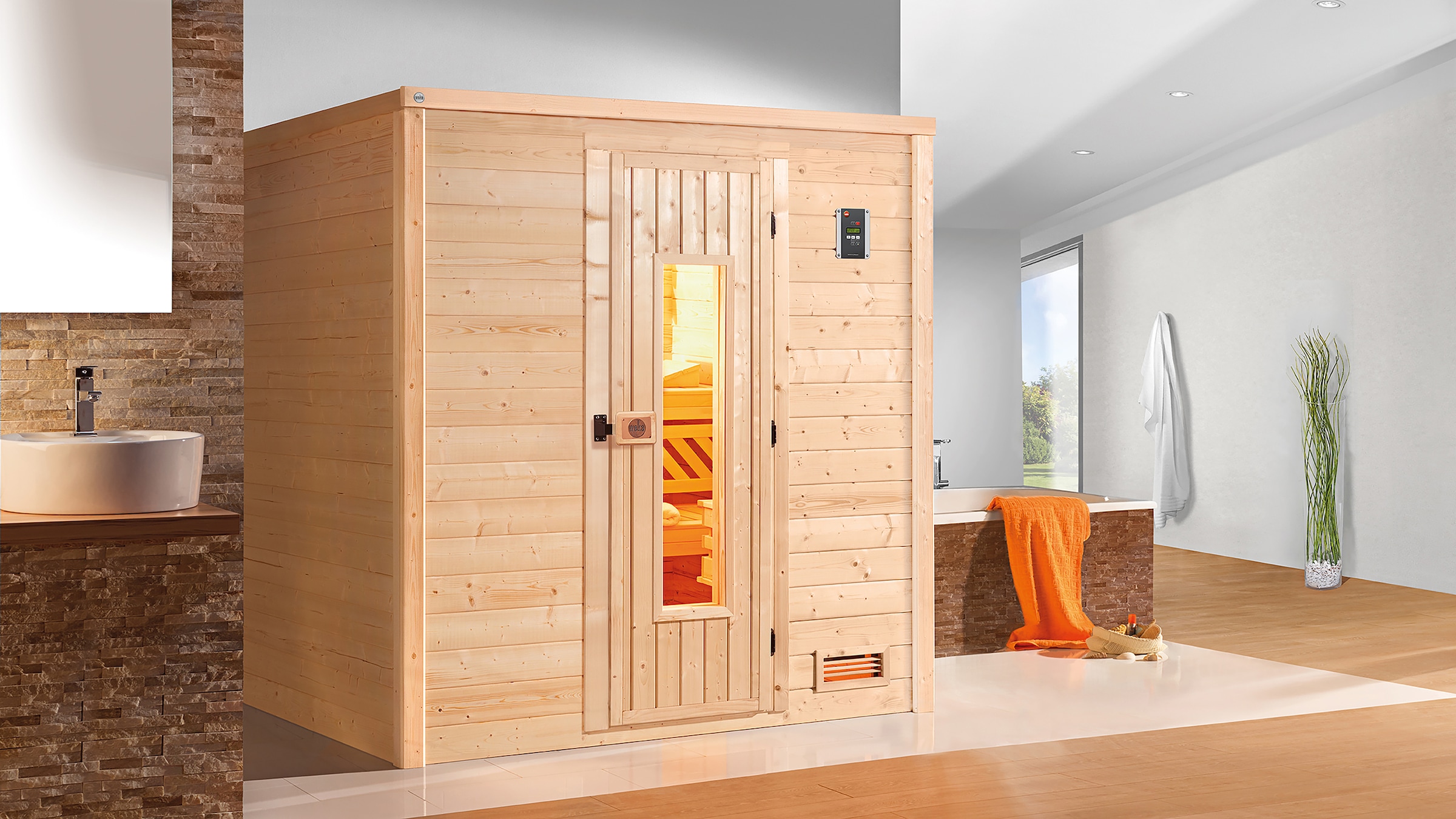 weka Sauna »Massivholzsauna BERGEN 1«, Blockbohlen, isolierte Hoztür