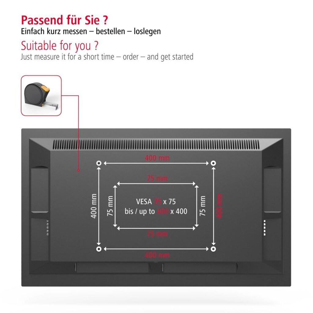 Hama TV-Wandhalterung »TV Wandhalter schwenkbar 81 - 165 cm (32" -65"l, 43", 50", 55", 75"«, bis 165 cm Zoll