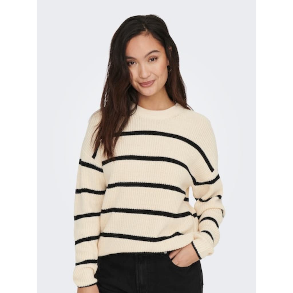 ONLY Rundhalspullover »ONLPERNILLE LS STRIPE O-NECK KNT NOOS«