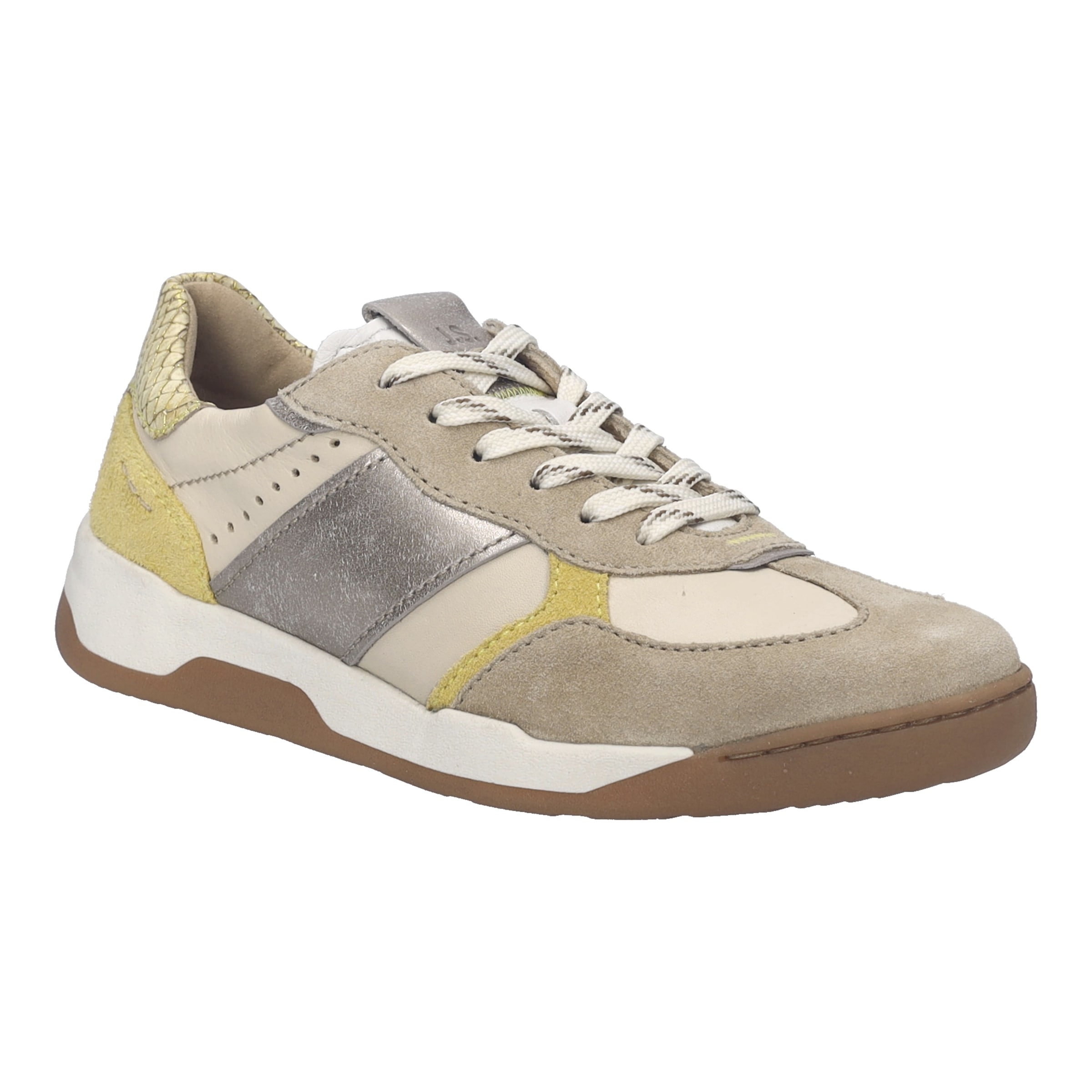 Keilsneaker JOSEF SEIBEL "Arleen 01", Damen, Gr. 41, natur kombiniert, Leder, Veloursleder, kontrastfarbene Details, Schuhe, Freizeitschuh, Halbschuh, Schnürer, Kontrastbesatz, G-Weite 4