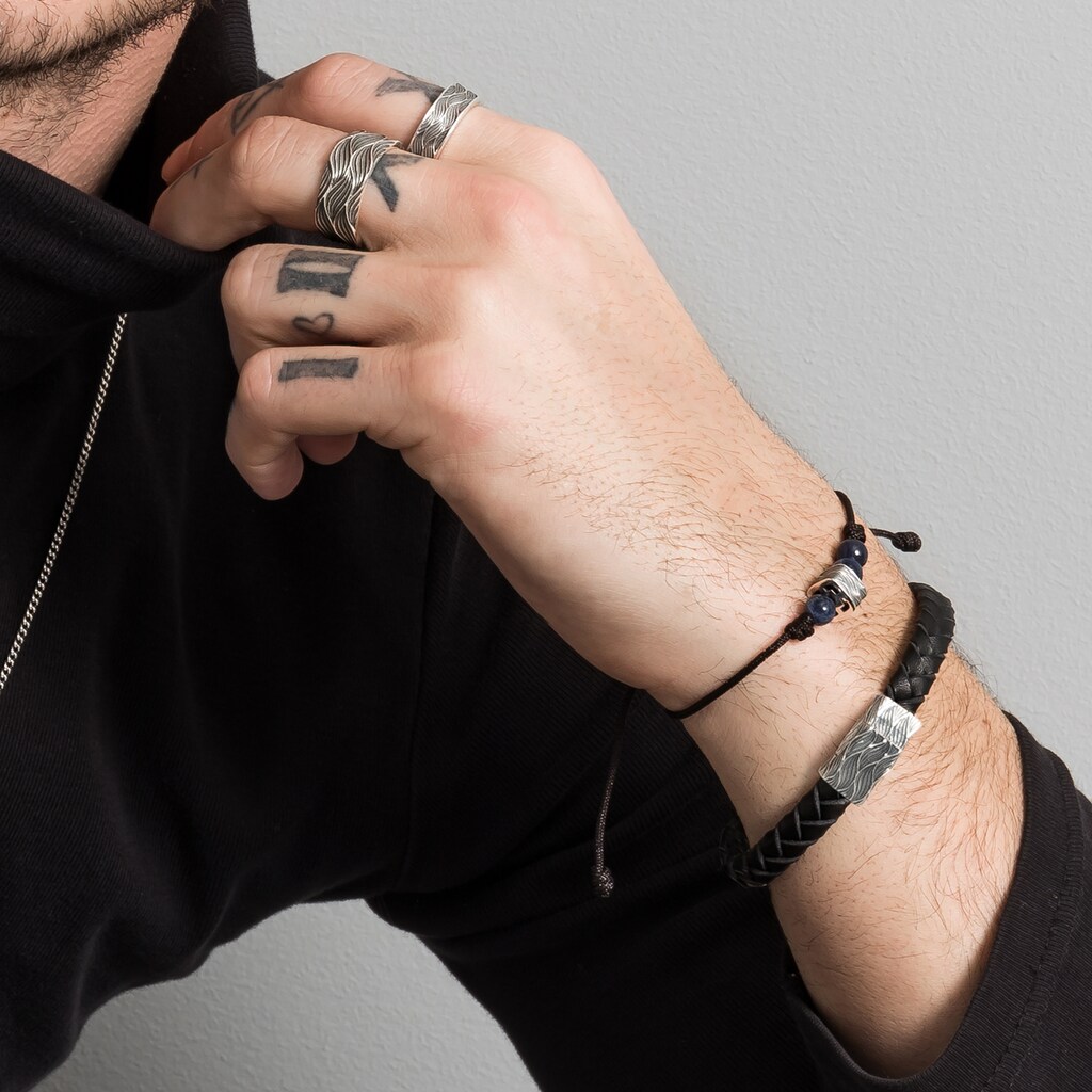 CAÏ Armband »Silber 925 oxidiert Sodalith Nylonfaden«