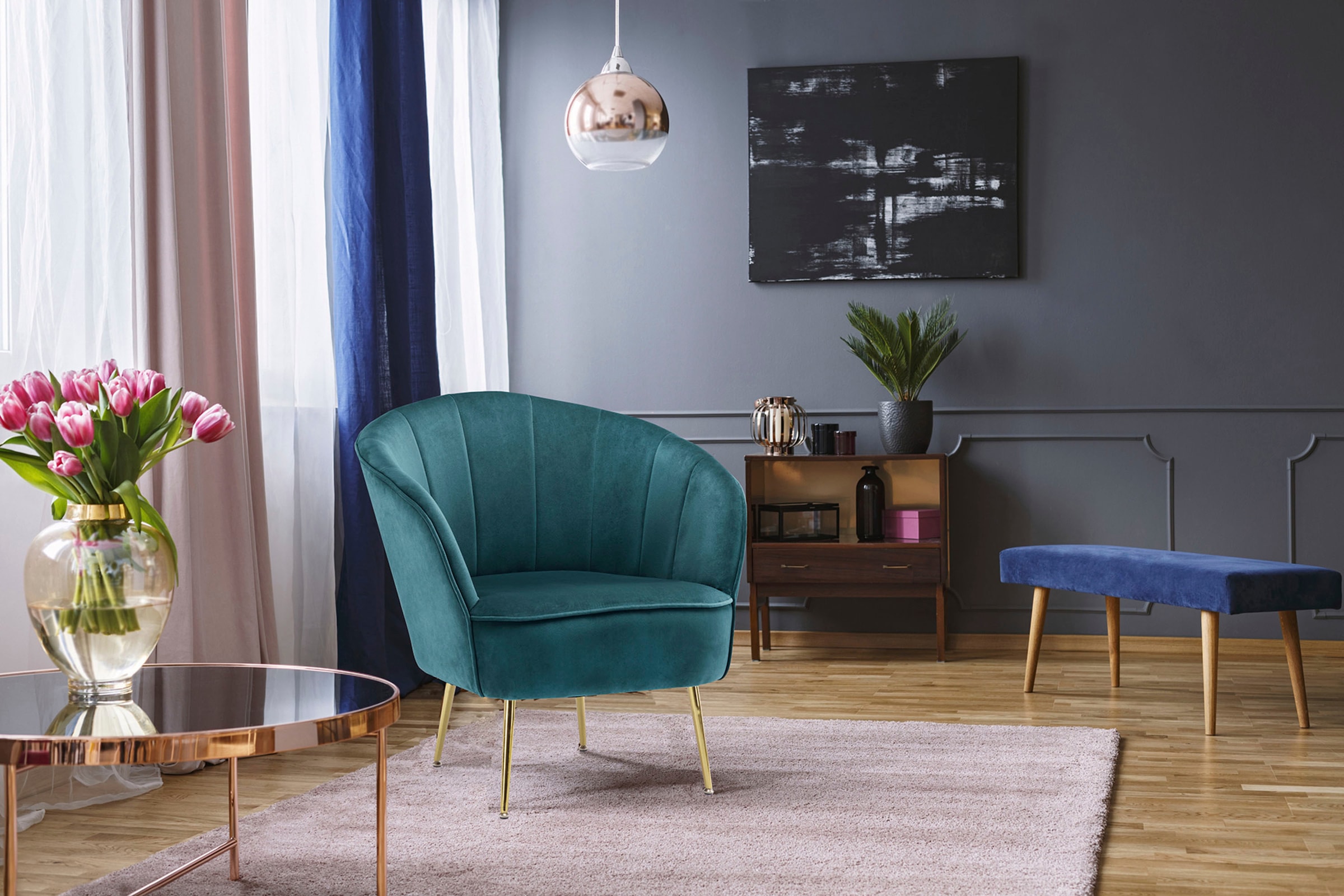 Kayoom Sessel "Poola 100, gemütlicher Cocktail-Sessel, edler Samtbezug" 1 S günstig online kaufen