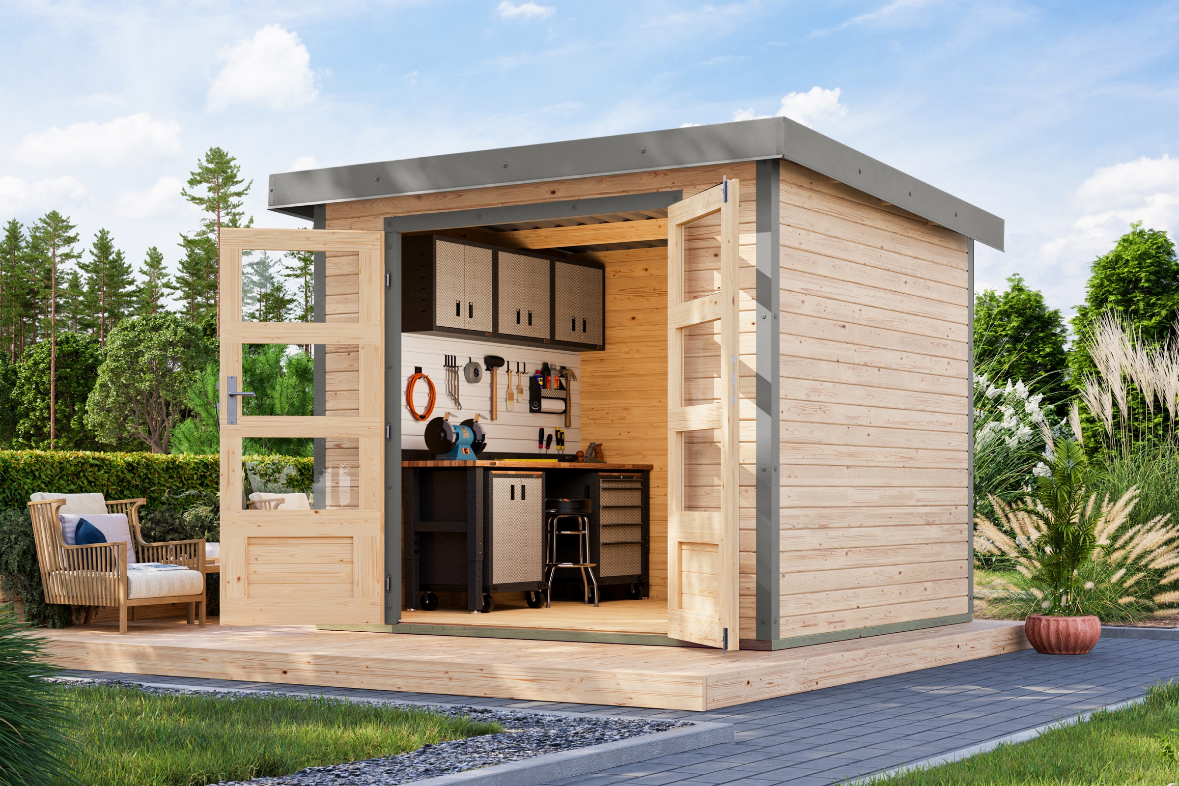 Karibu Gartenhaus "Jupiterino 3, in verschiedenen Farben"